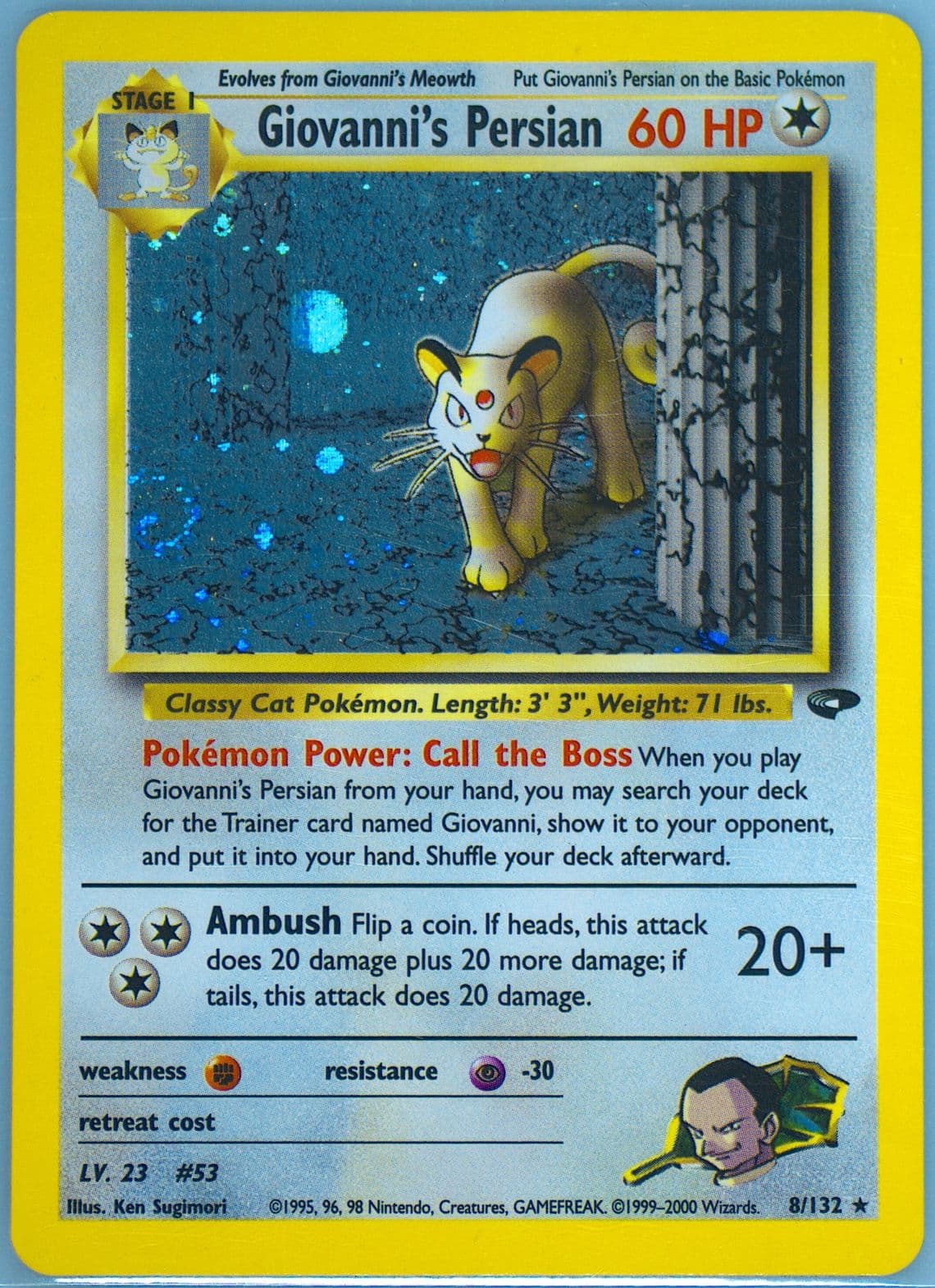 Giovanni's Persian Holo (8) 2000 Pokemon Gym Challenge