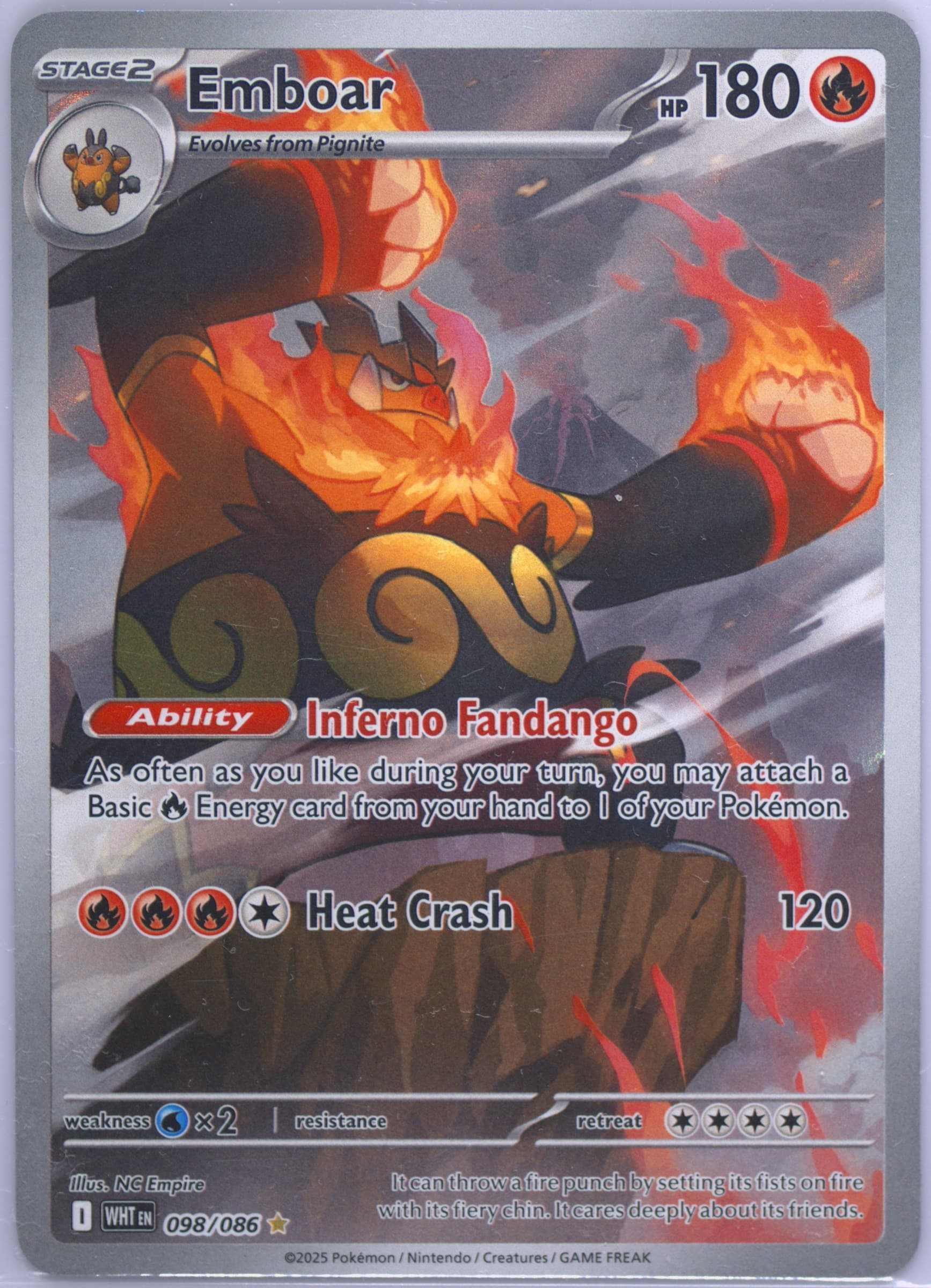 Emboar Illustration Rare (098) 2025 Pokemon Wht EN-White Flare