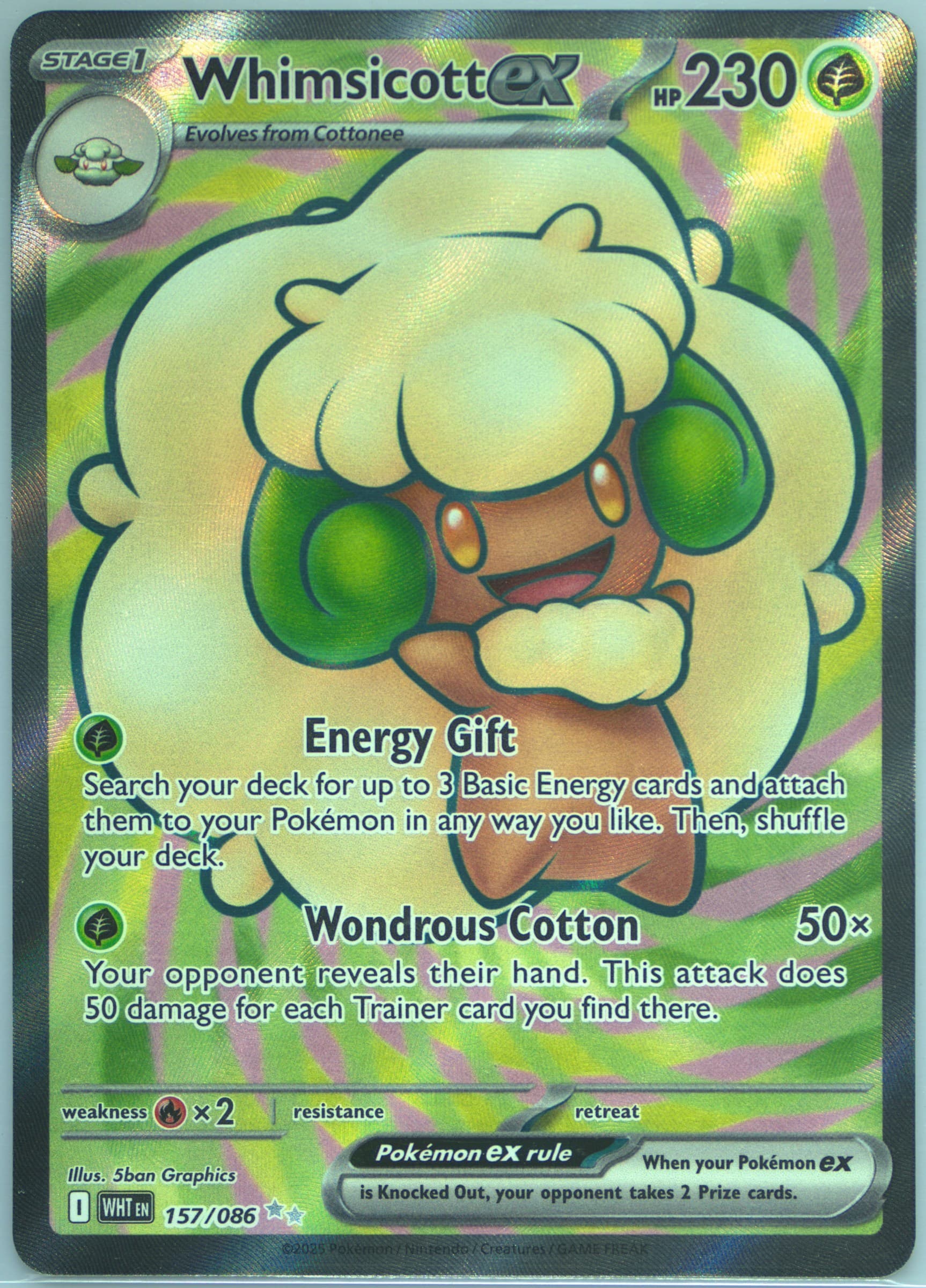 Whimsicott EX Ultra Rare (157) 2025 Pokemon Wht EN-White Flare