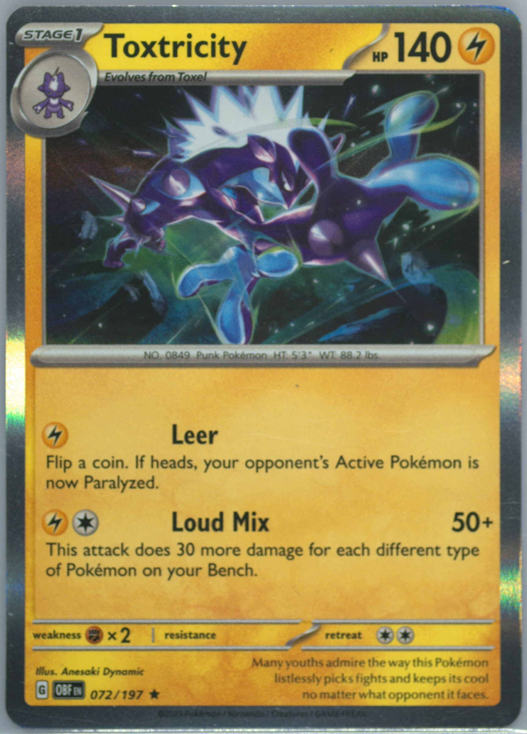 Toxtricity Obsidian Flames Build & Battle Box (072) 2023 Pokemon Obf EN-Obsidian Flames