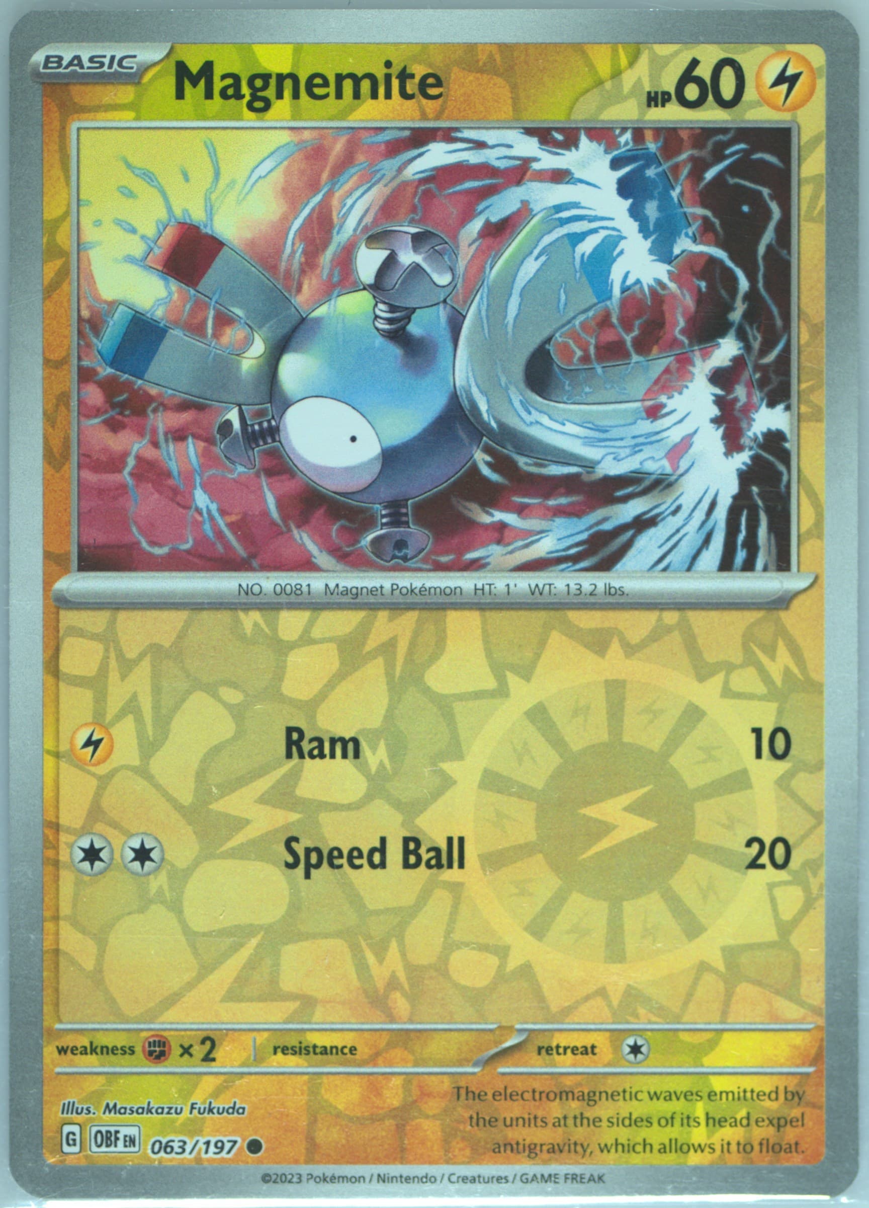 Magnemite Reverse Holo (063) 2023 Pokemon Obf EN-Obsidian Flames