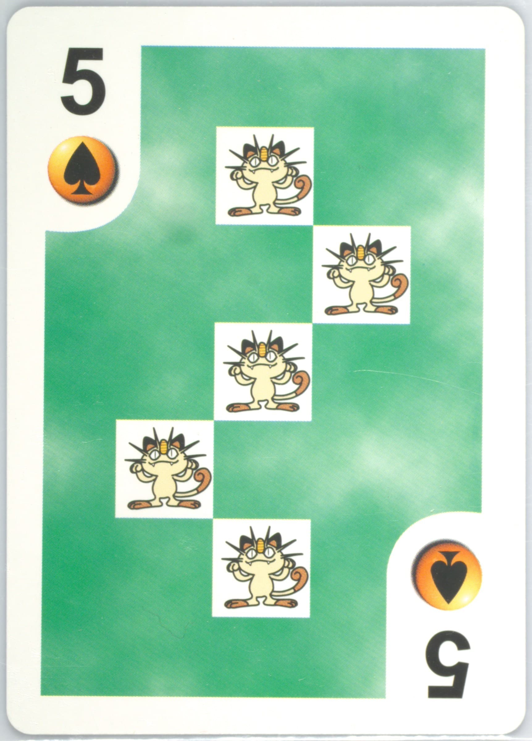 Meowth 5 of Spades 1999 Bicycle Pokemon Playing Cards