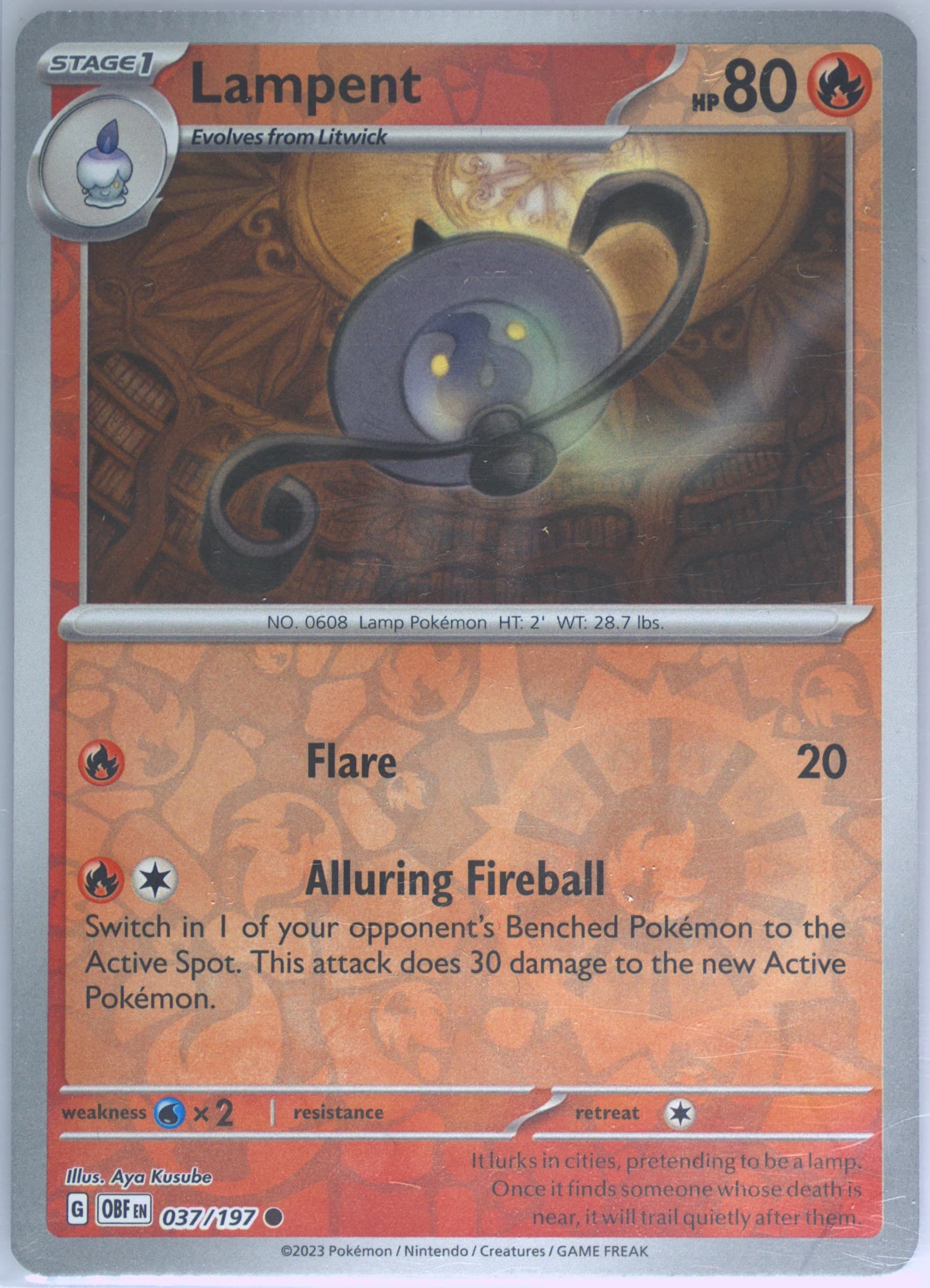 Lampent Reverse Holo (037) 2023 Pokemon Obf EN-Obsidian Flames