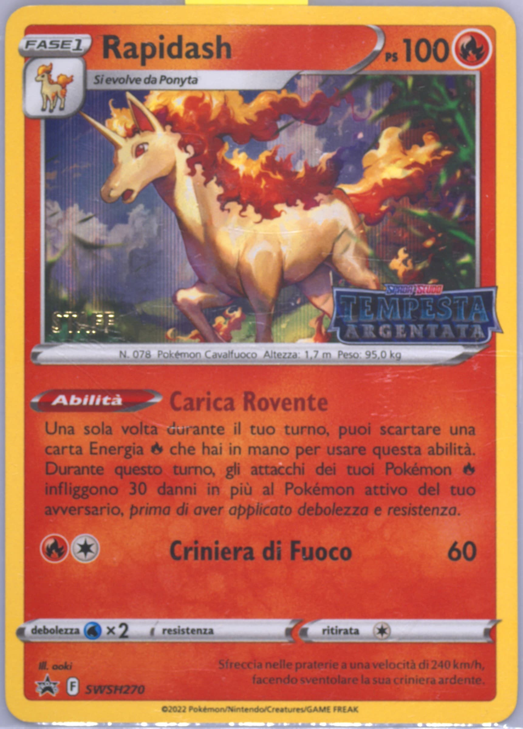 Rapidash-Holo Prerelease-Staff-Italian (270) 2023 Pokemon Swsh Black Star Promo