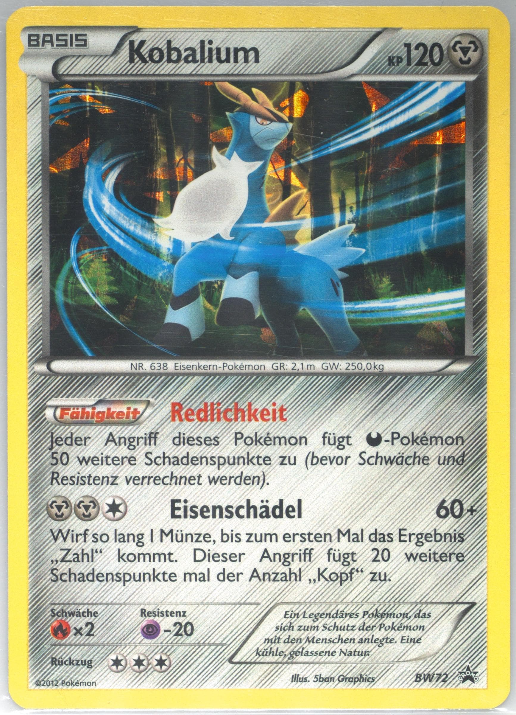 Kobalium-Holo Legends of Justice Box-German (BW72) 2013 Pokemon Black & White Promo