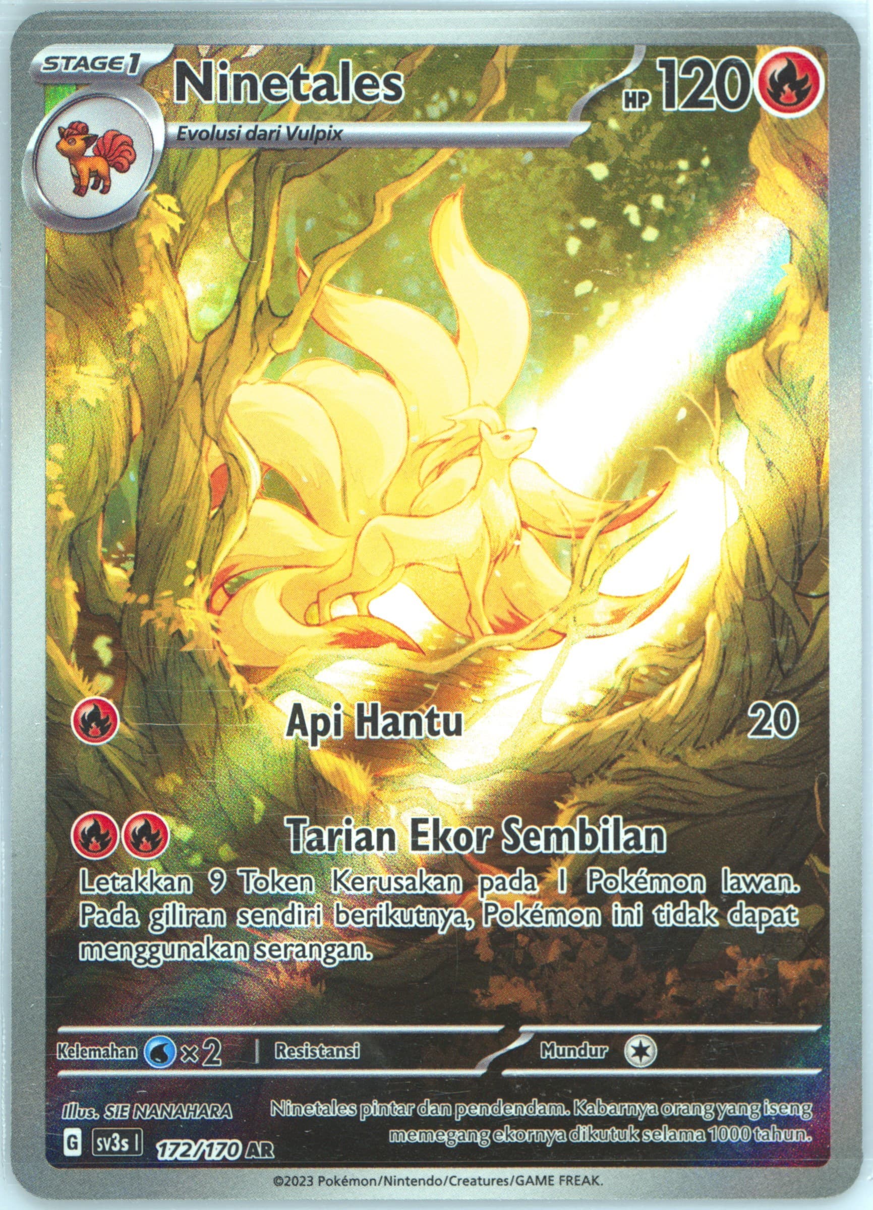 Ninetales Art Rare (172) 2023 Pokemon Indonesian Sv3s I-Black Shine