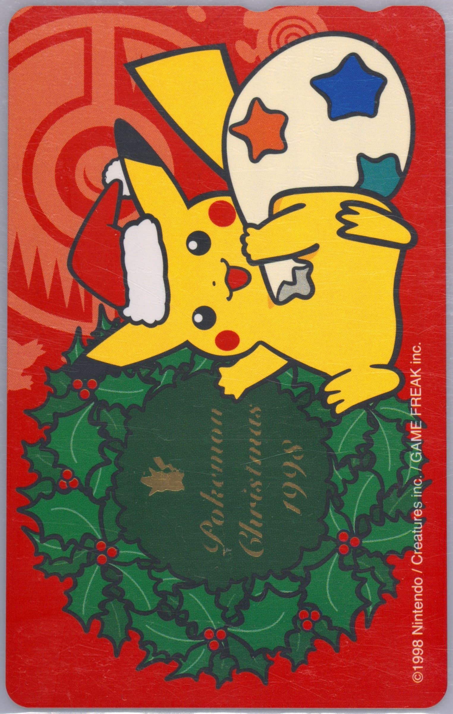 Pikachu Pokemon Center Christmas Originals 1998 Pokemon Center Phone Card