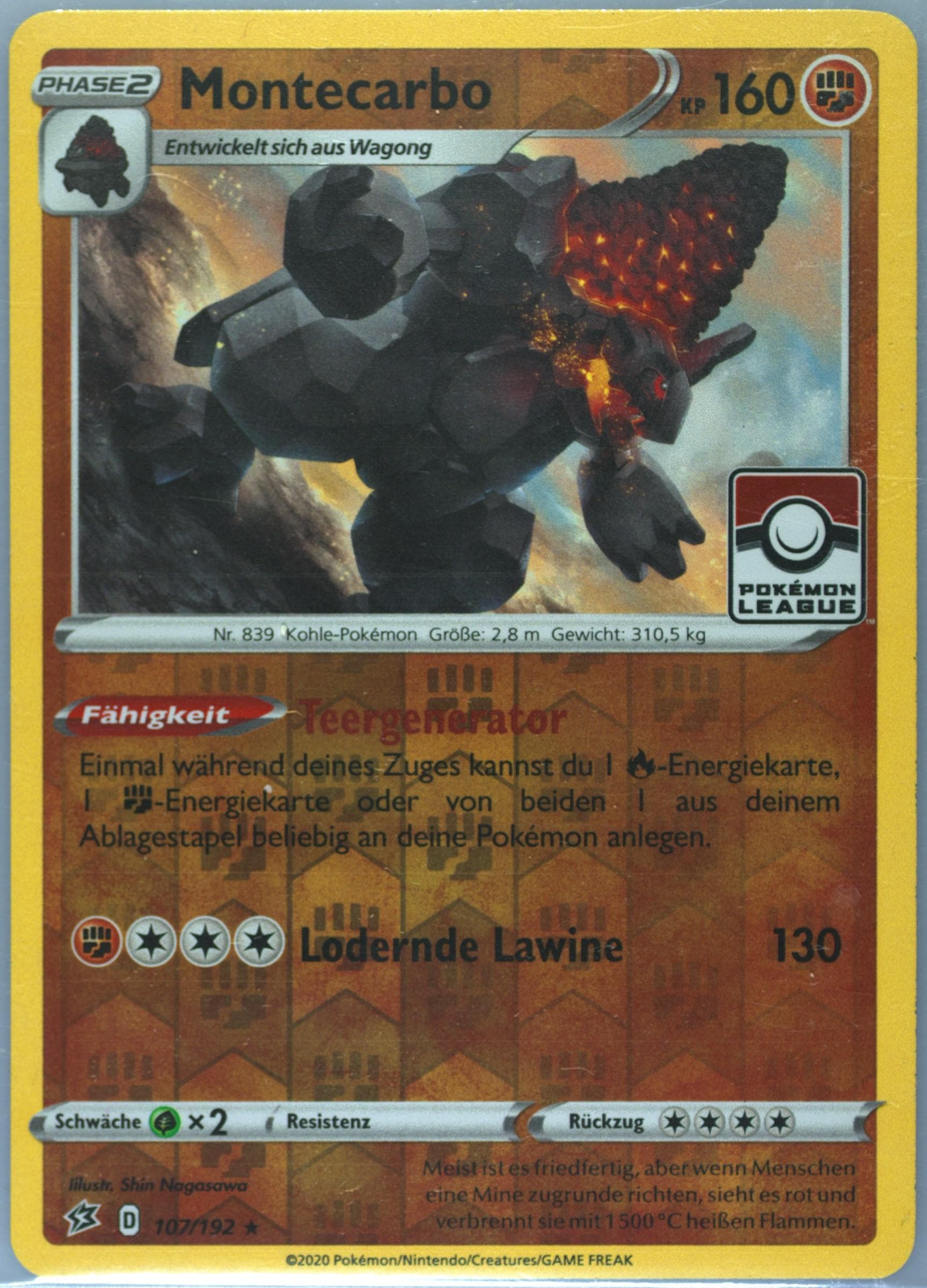 Montecarbo-Reverse Foil Pokemon League-German (107) 2020 Pokemon Sword & Shield Rebel Clash