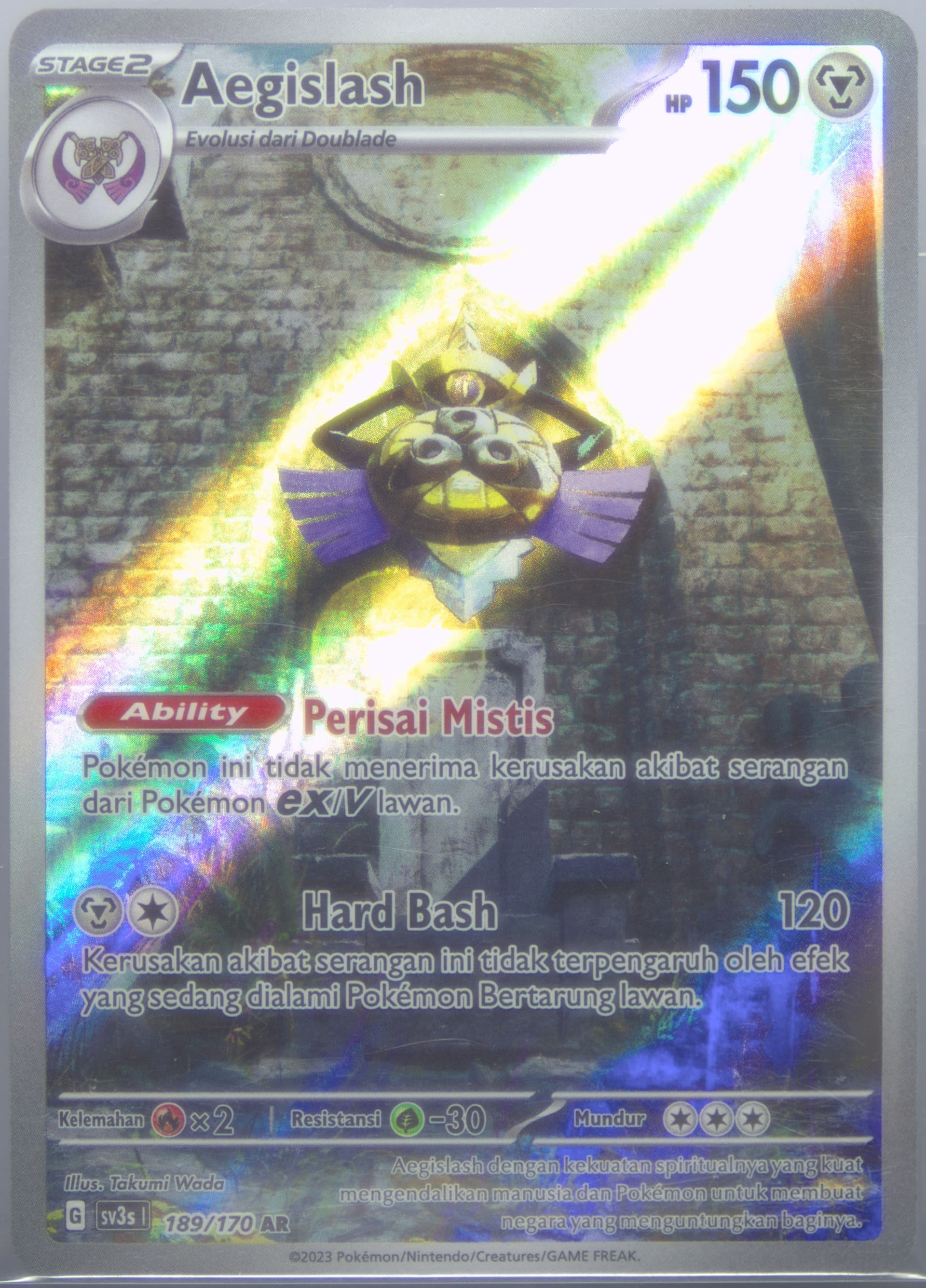 Aegislash Art Rare (189) 2023 Pokemon Indonesian Sv3s I-Black Shine