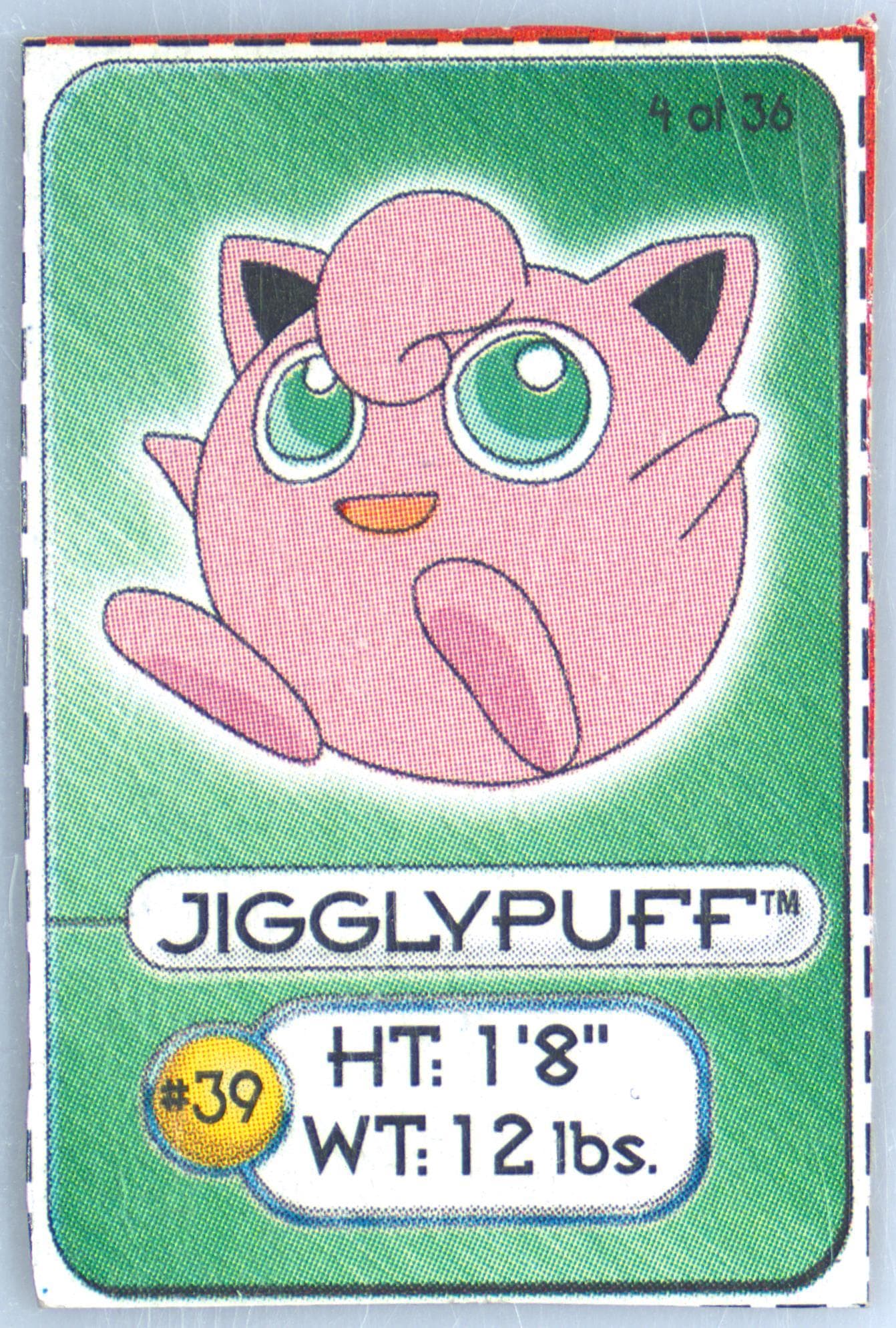 Jigglypuff Hand Cut (4) 1999 Pokemon Lunchables
