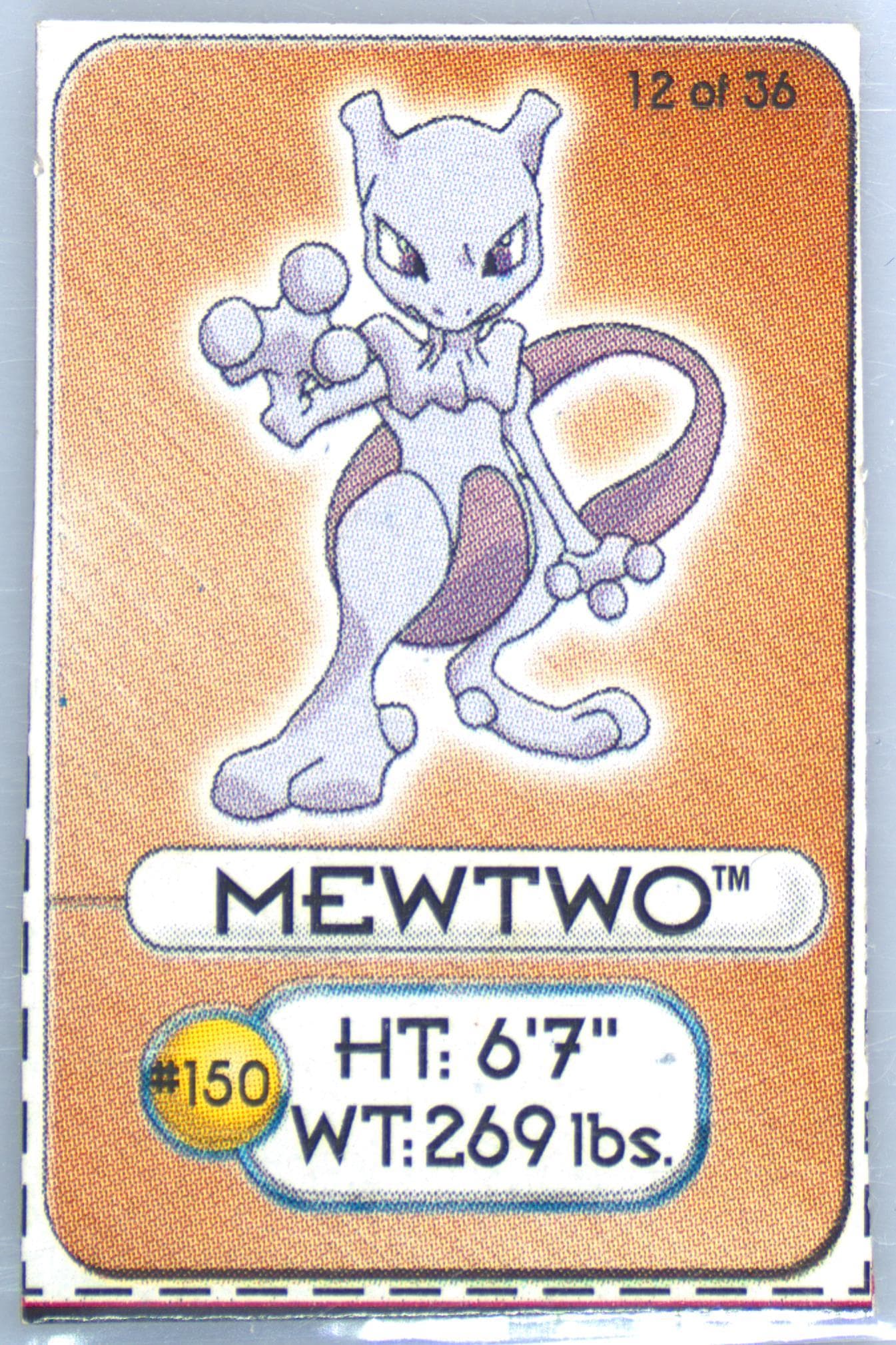Mewtwo Hand Cut (12) 1999 Pokemon Lunchables