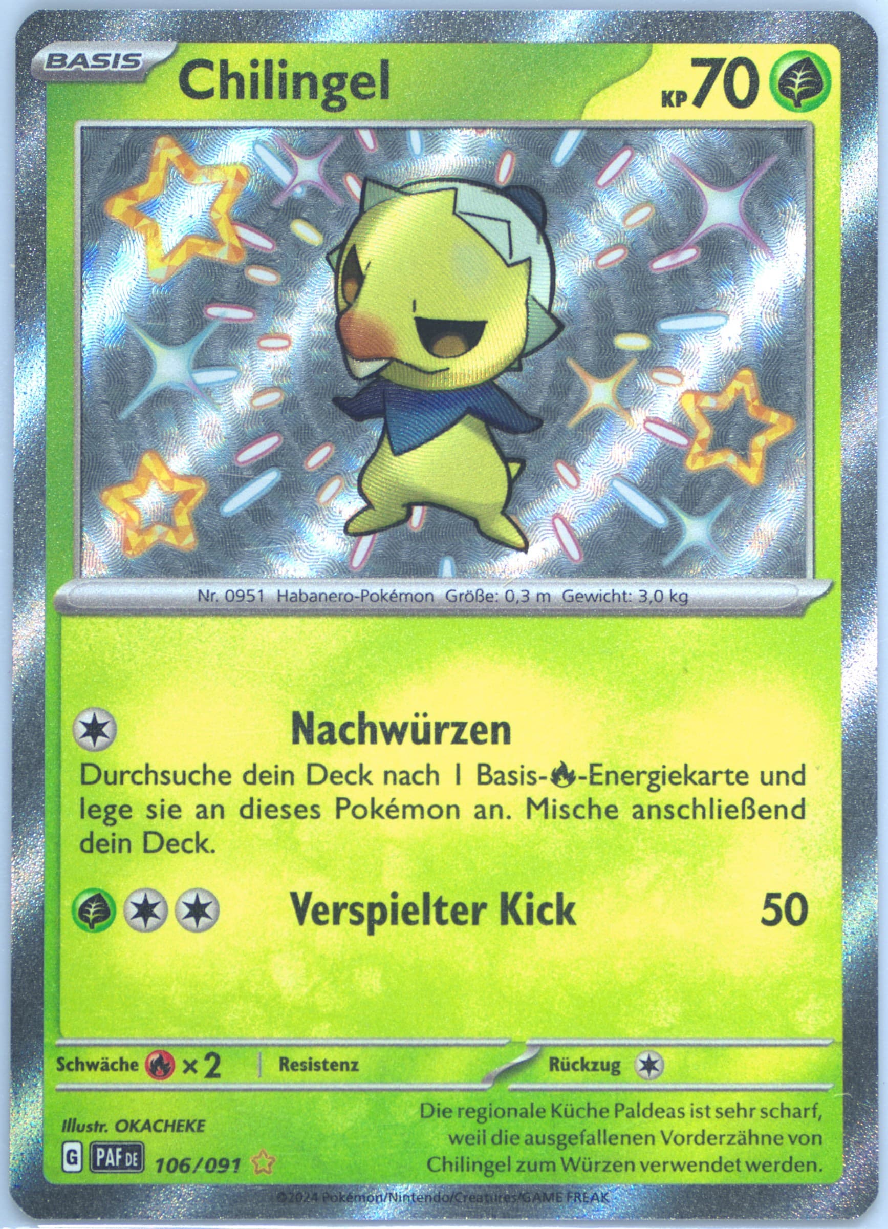 Capsakid Shiny Rare (106) 2024 Pokemon German Paf de-Paldean Fates