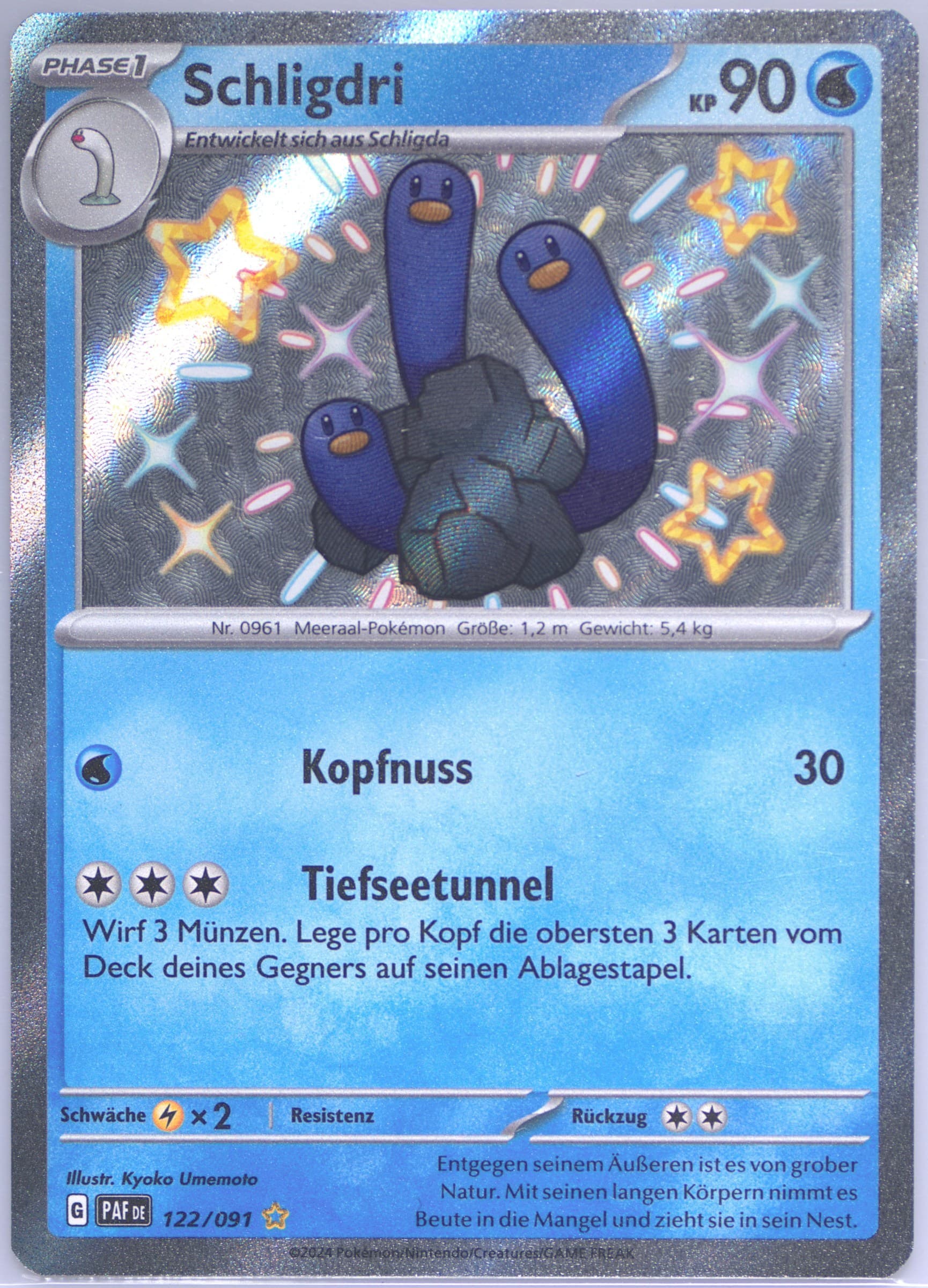 Wugtrio Shiny Rare (122) 2024 Pokemon German Paf de-Paldean Fates