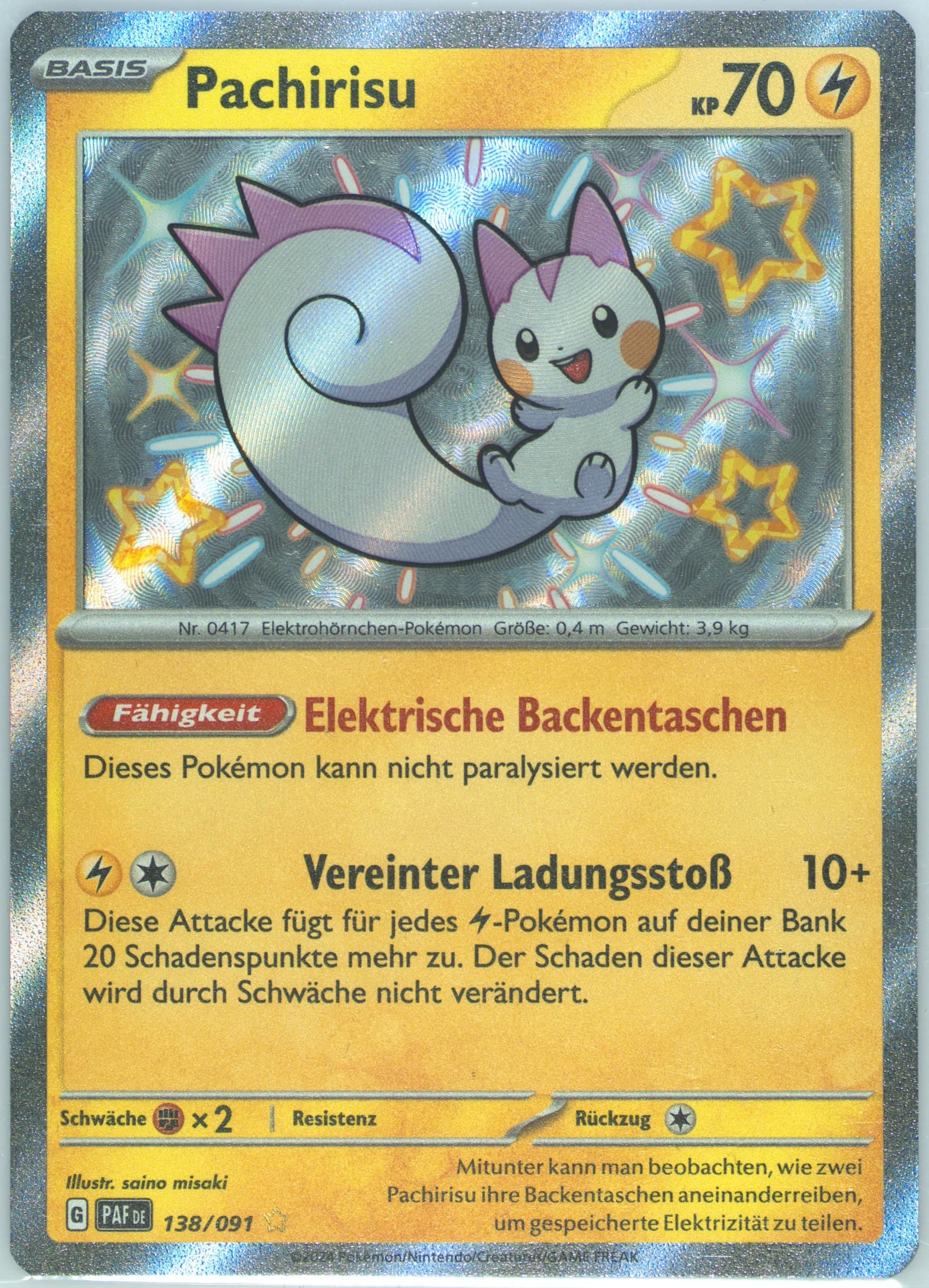 Pachirisu Shiny Rare (138) 2024 Pokemon German Paf de-Paldean Fates