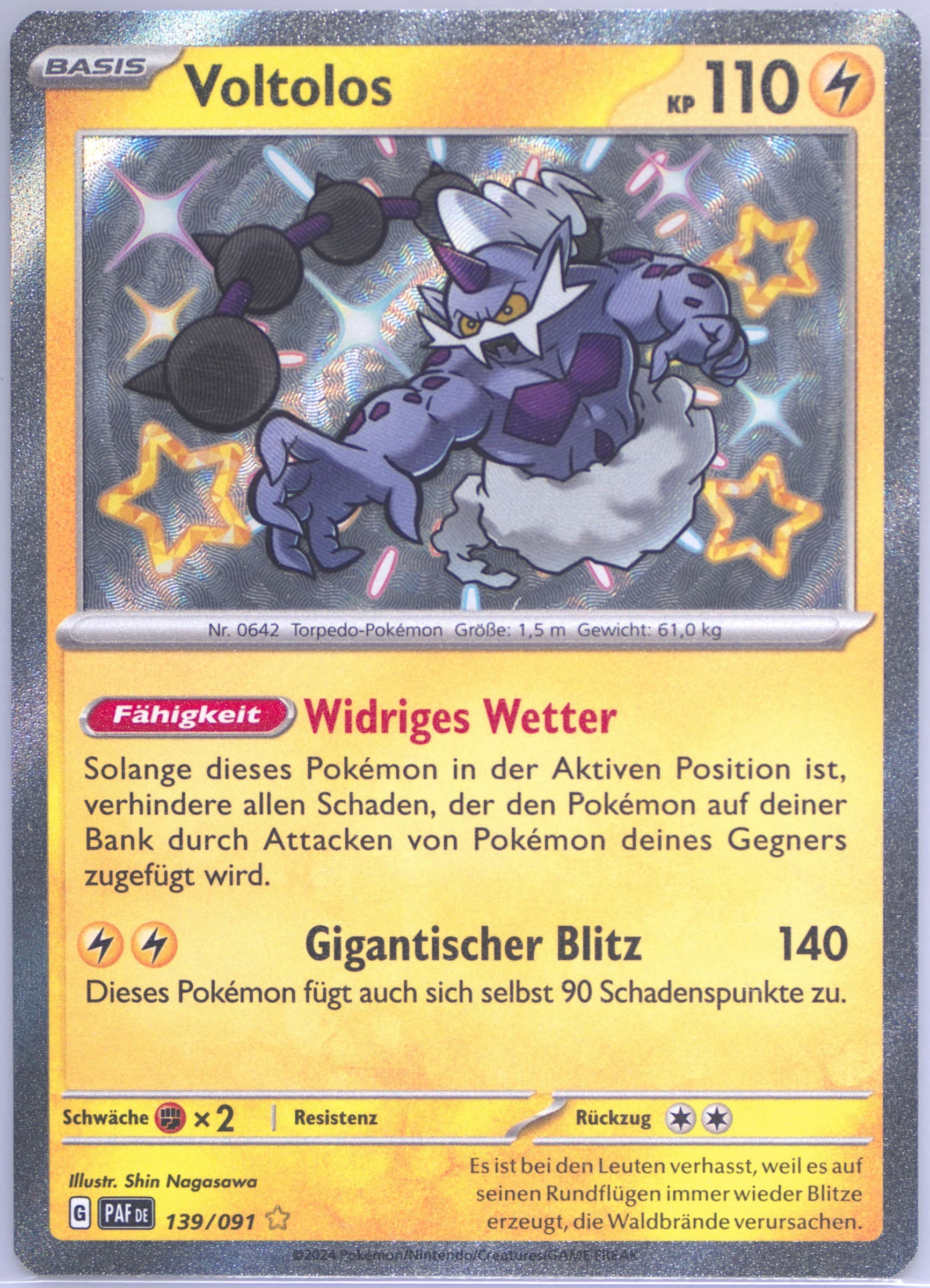 Thundurus Shiny Rare (139) 2024 Pokemon German Paf de-Paldean Fates