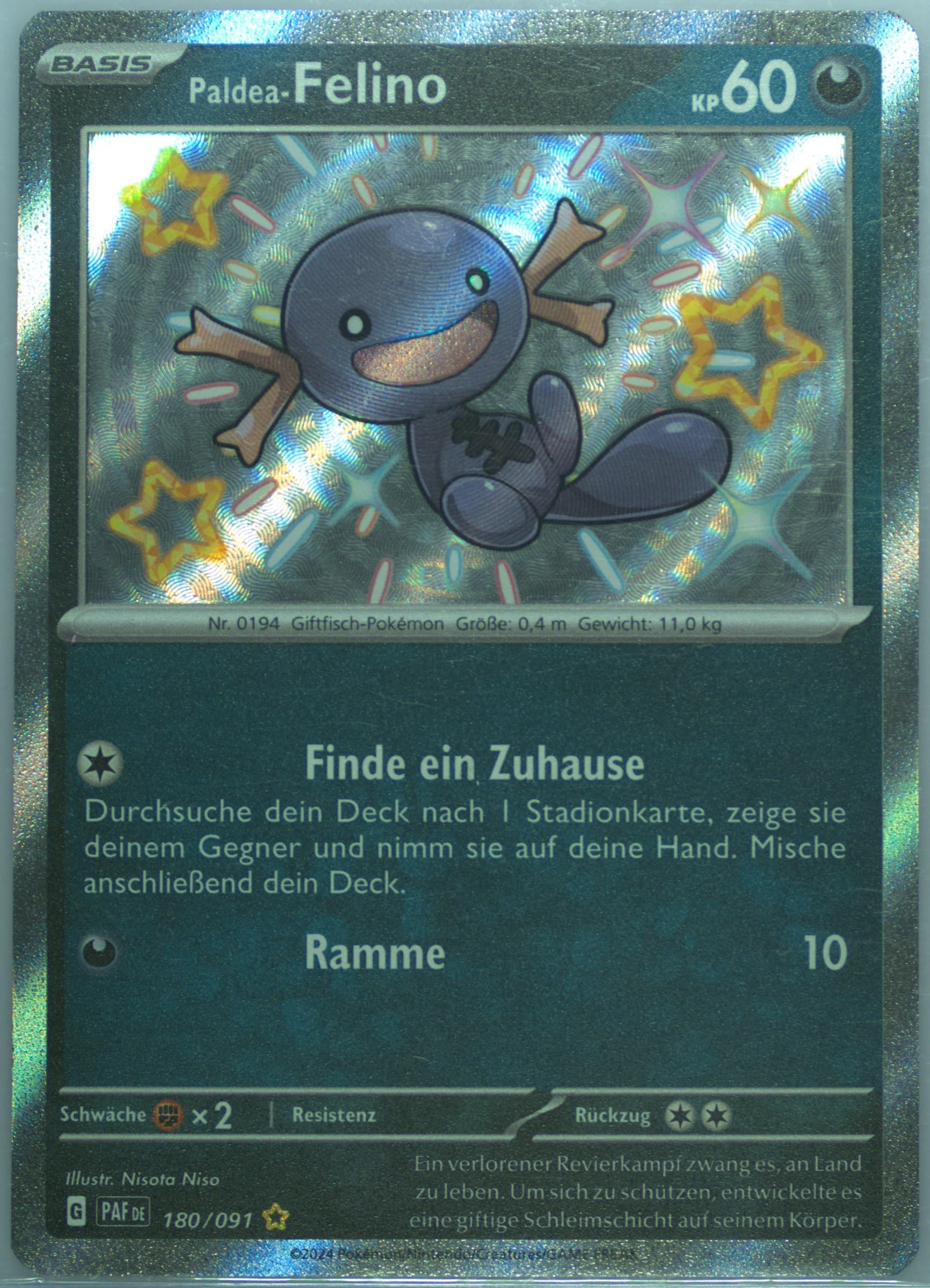 Paldean Wooper Shiny Rare (180) 2024 Pokemon German Paf de-Paldean Fates