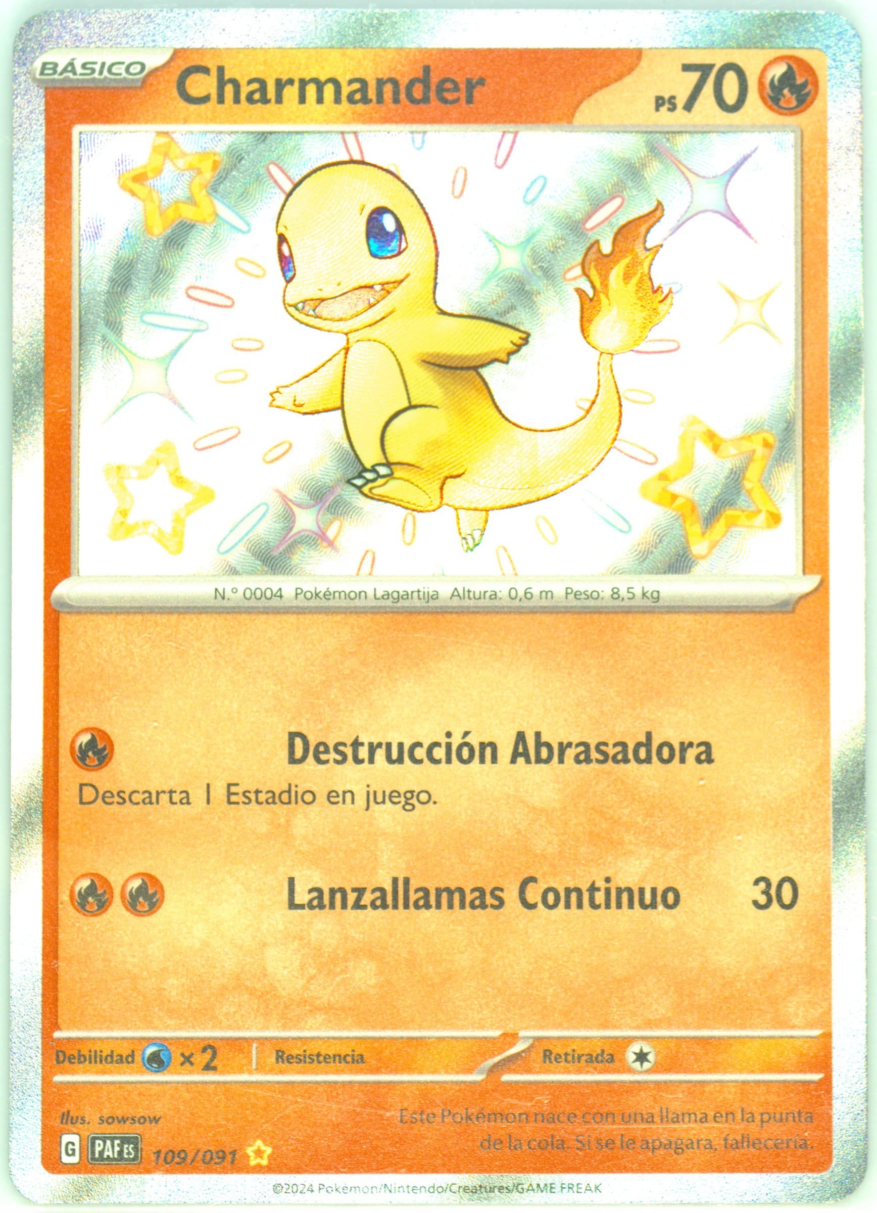 Charmander Shiny Rare (109) 2024 Pokemon Spanish Paf ES-Paldean Fates