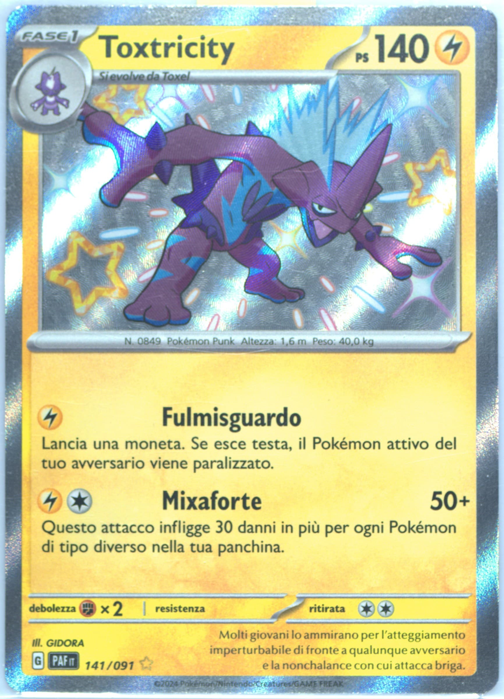 Toxtricity Shiny Rare (141) 2024 Pokemon Italian Paf It-Paldean Fates