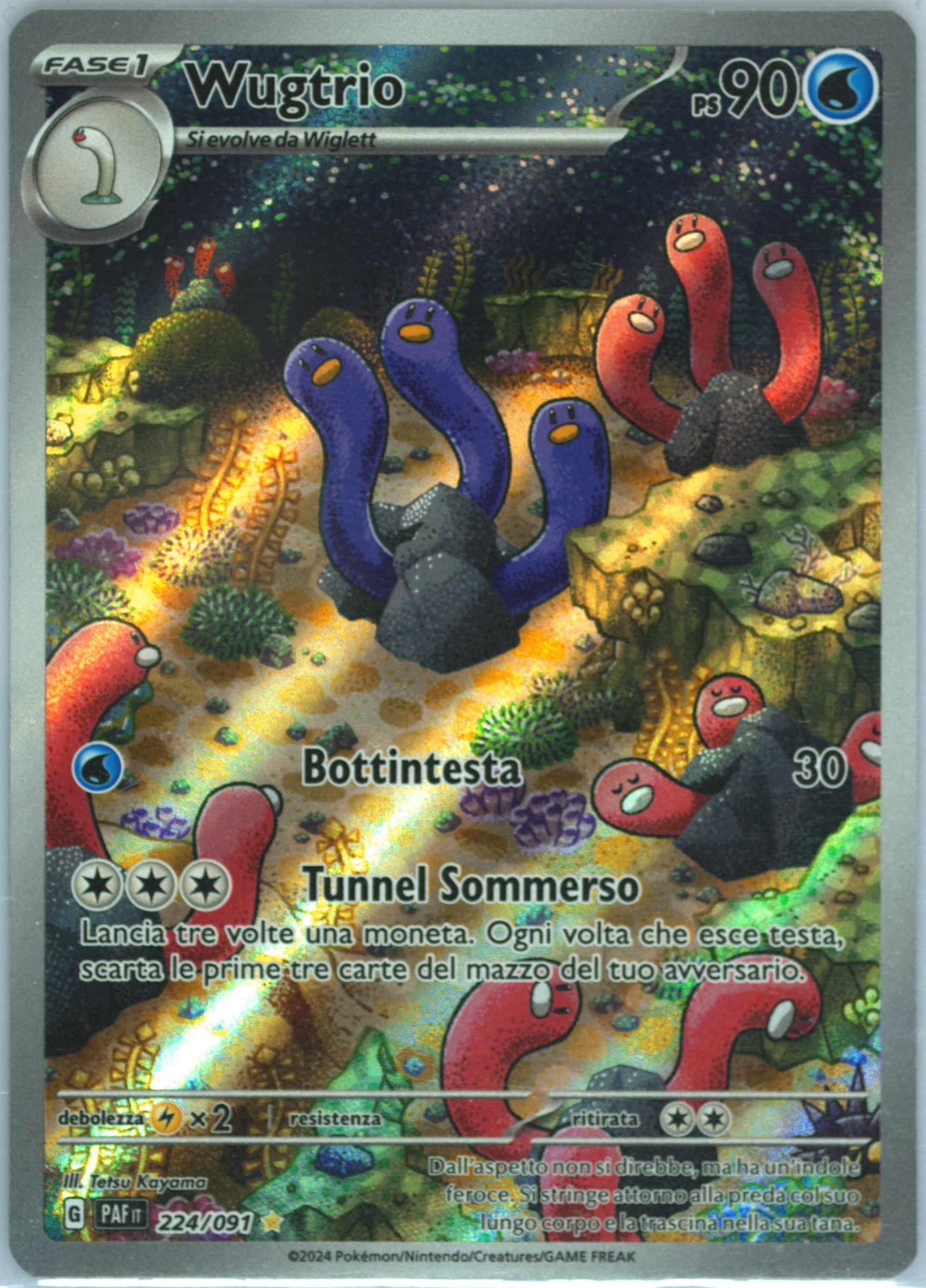 Wugtrio Illustration Rare (224) 2024 Pokemon Italian Paf It-Paldean Fates
