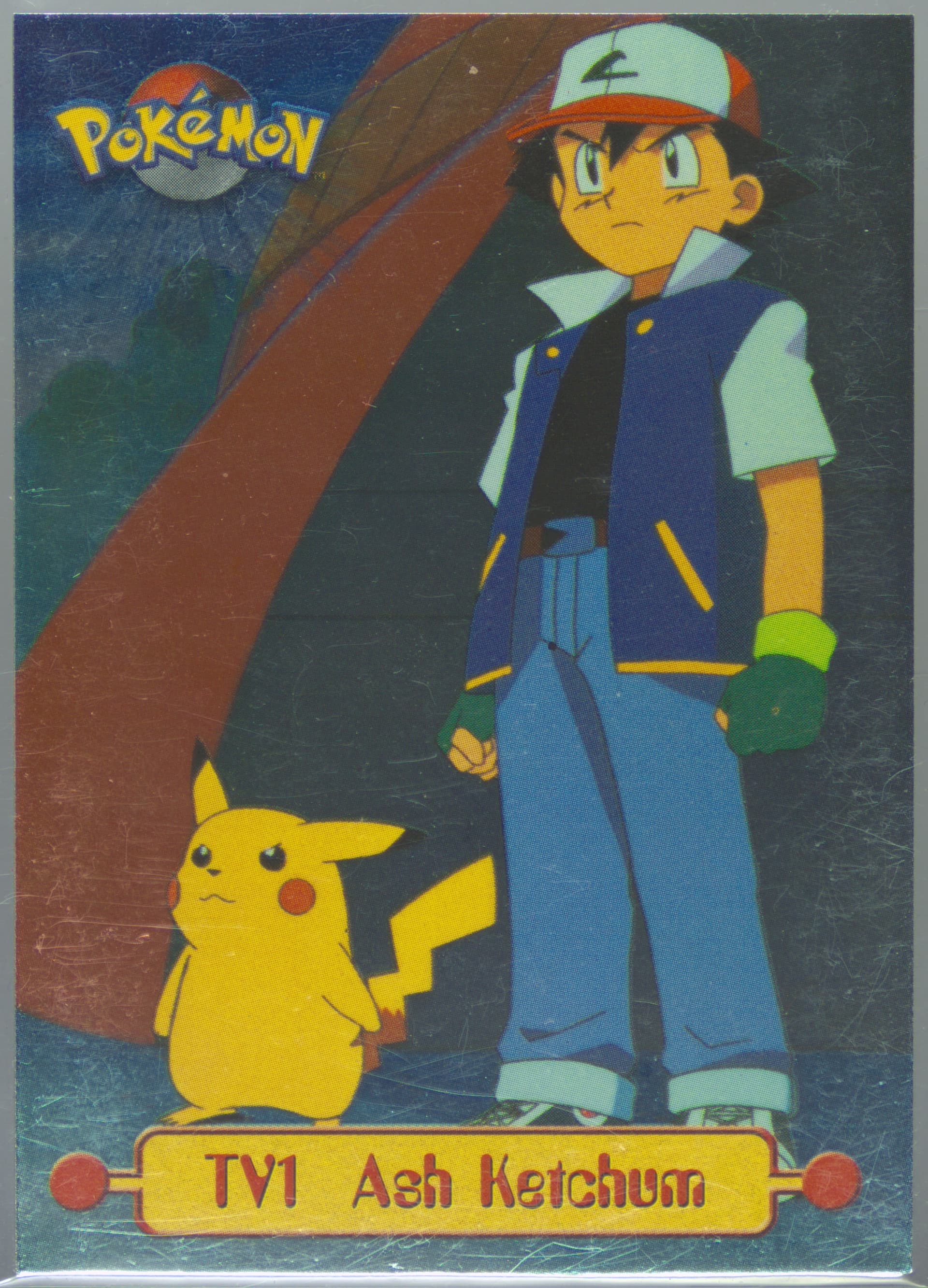 Ash Ketchum Foil-United Kingdom (TV1) 1999 Topps Pokemon Series 1 Character Cards
