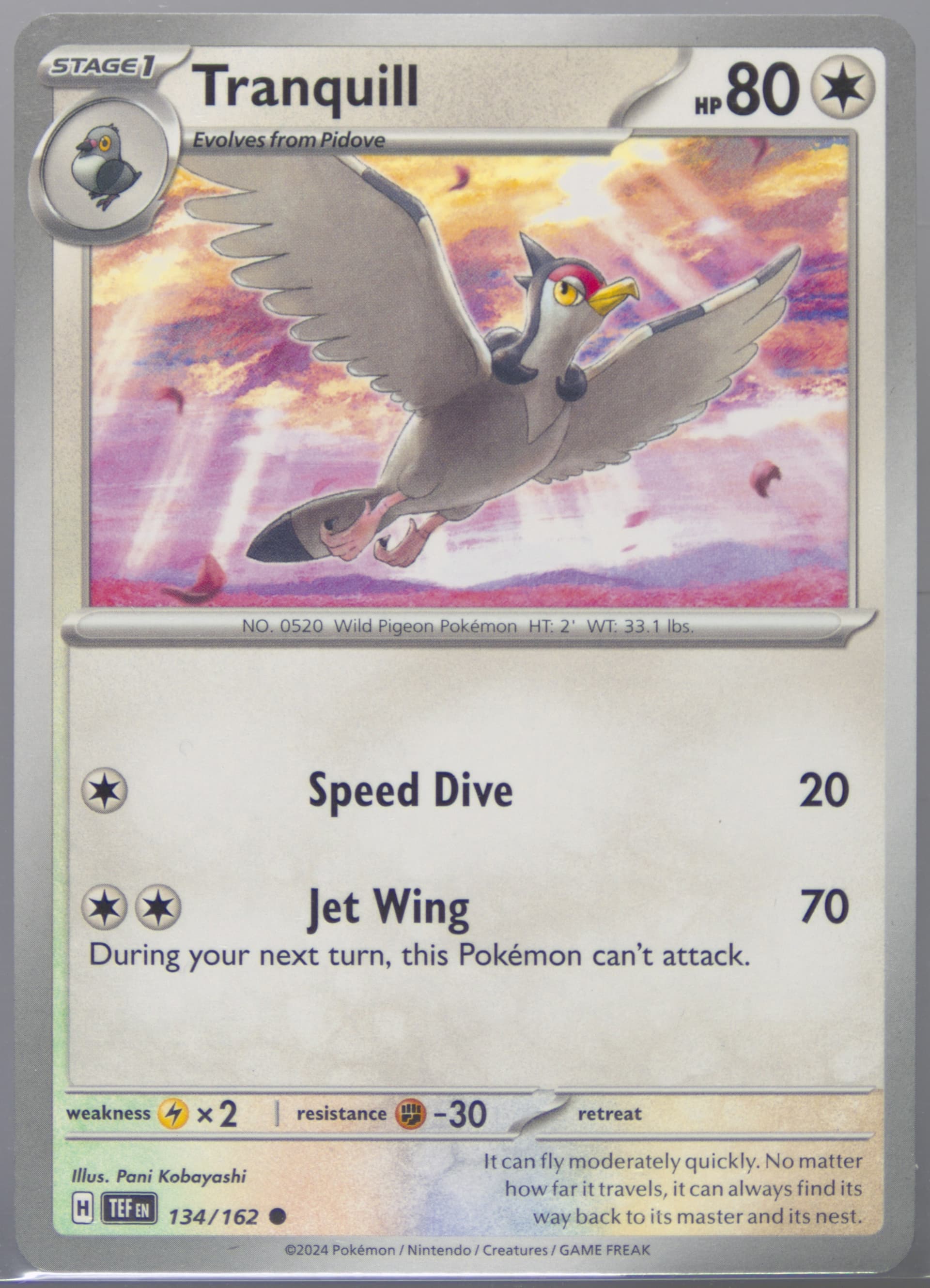 Tranquill (134) 2024 Pokemon Tef EN-Temporal Forces