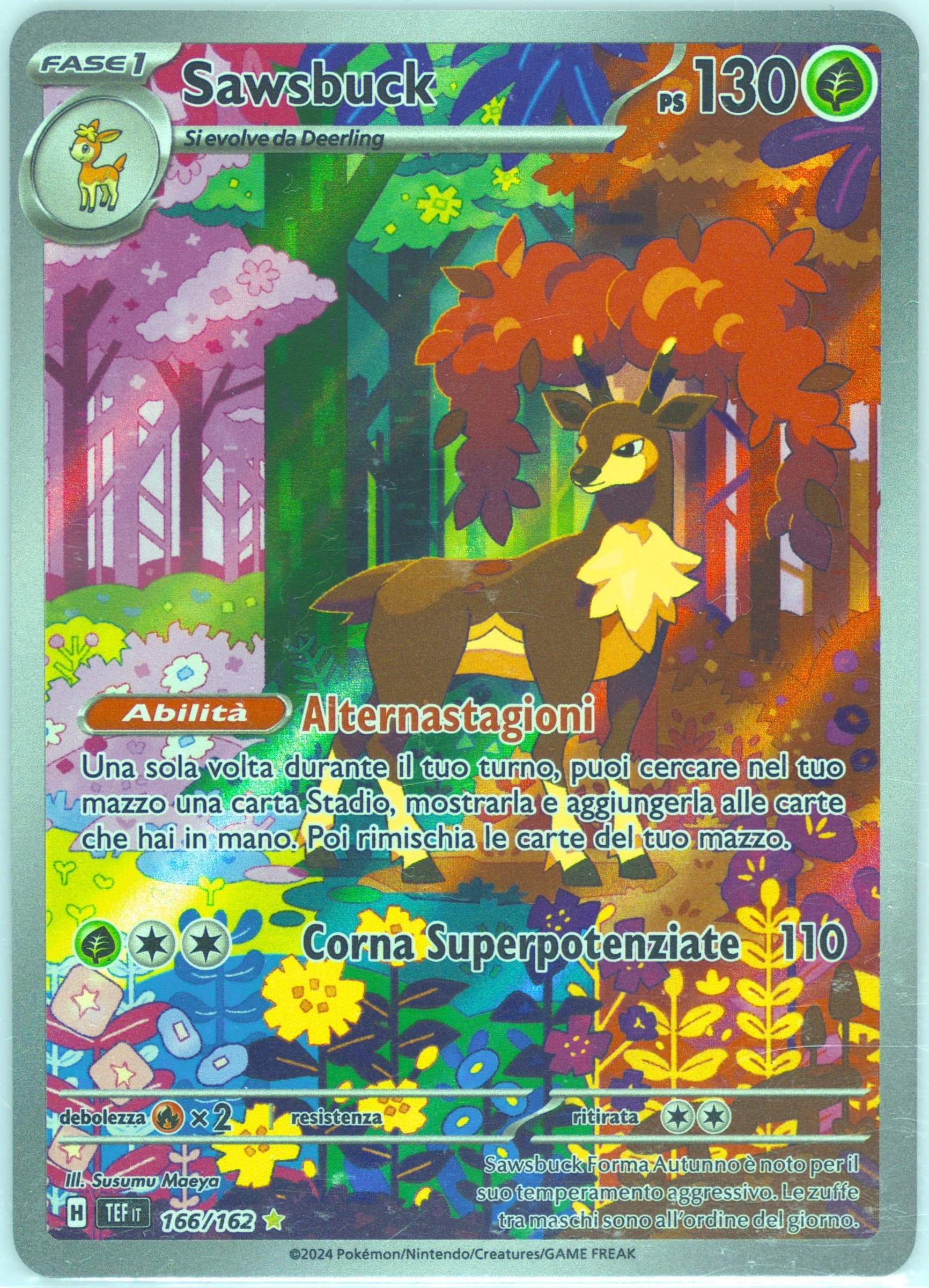 Sawsbuck Illustration Rare (166) 2024 Pokemon Italian Tef It-Temporal Forces