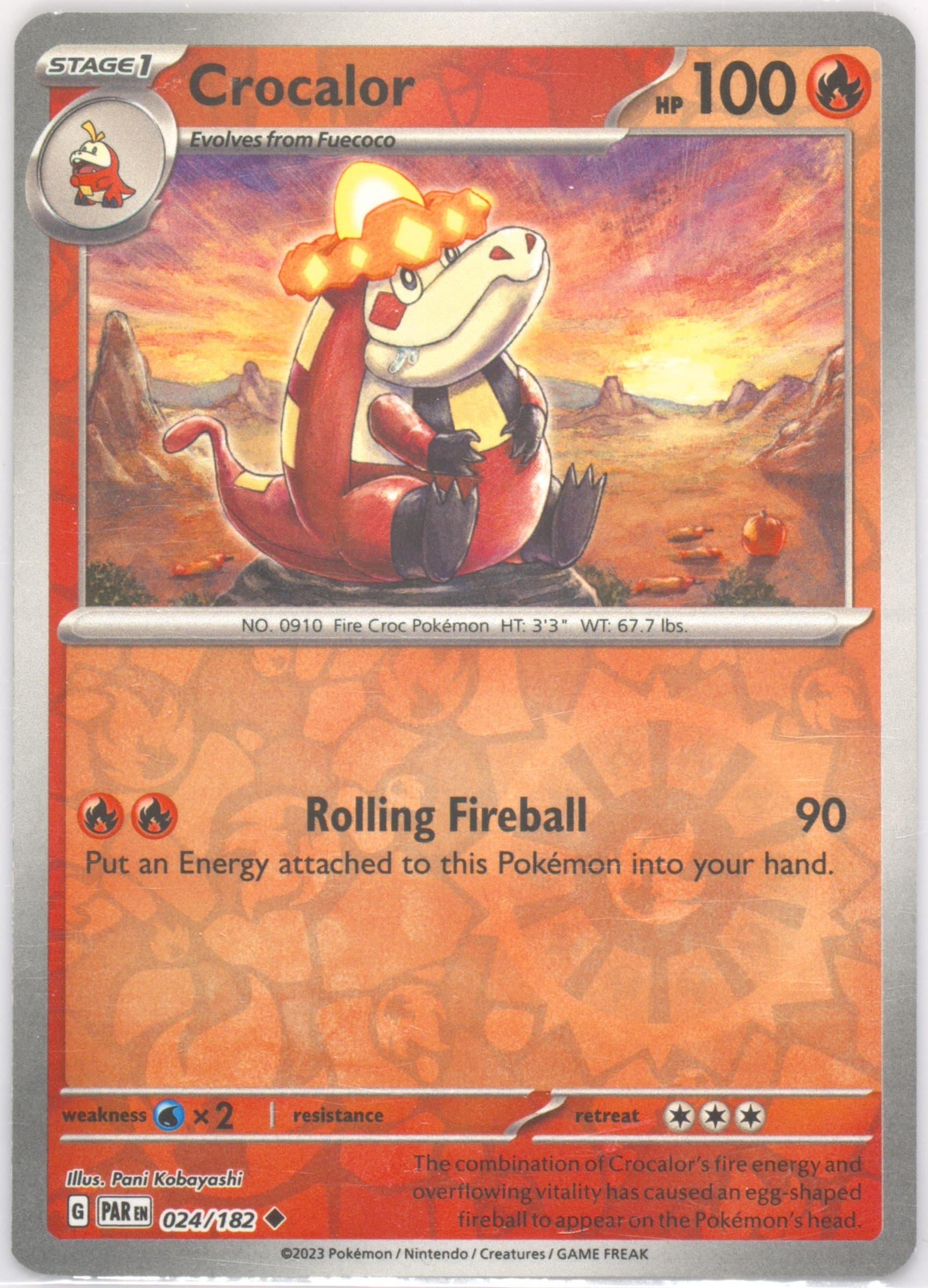 Crocalor Reverse Holo (024) 2023 Pokemon Par EN-Paradox Rift