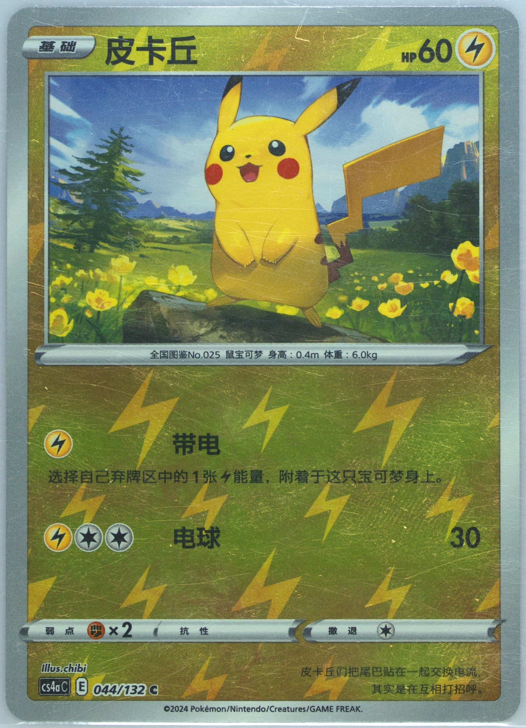 Pikachu Reverse Holo (044) 2024 Pokemon Simplified Chinese Cs4a C-Polychromatic Gathering: Friend