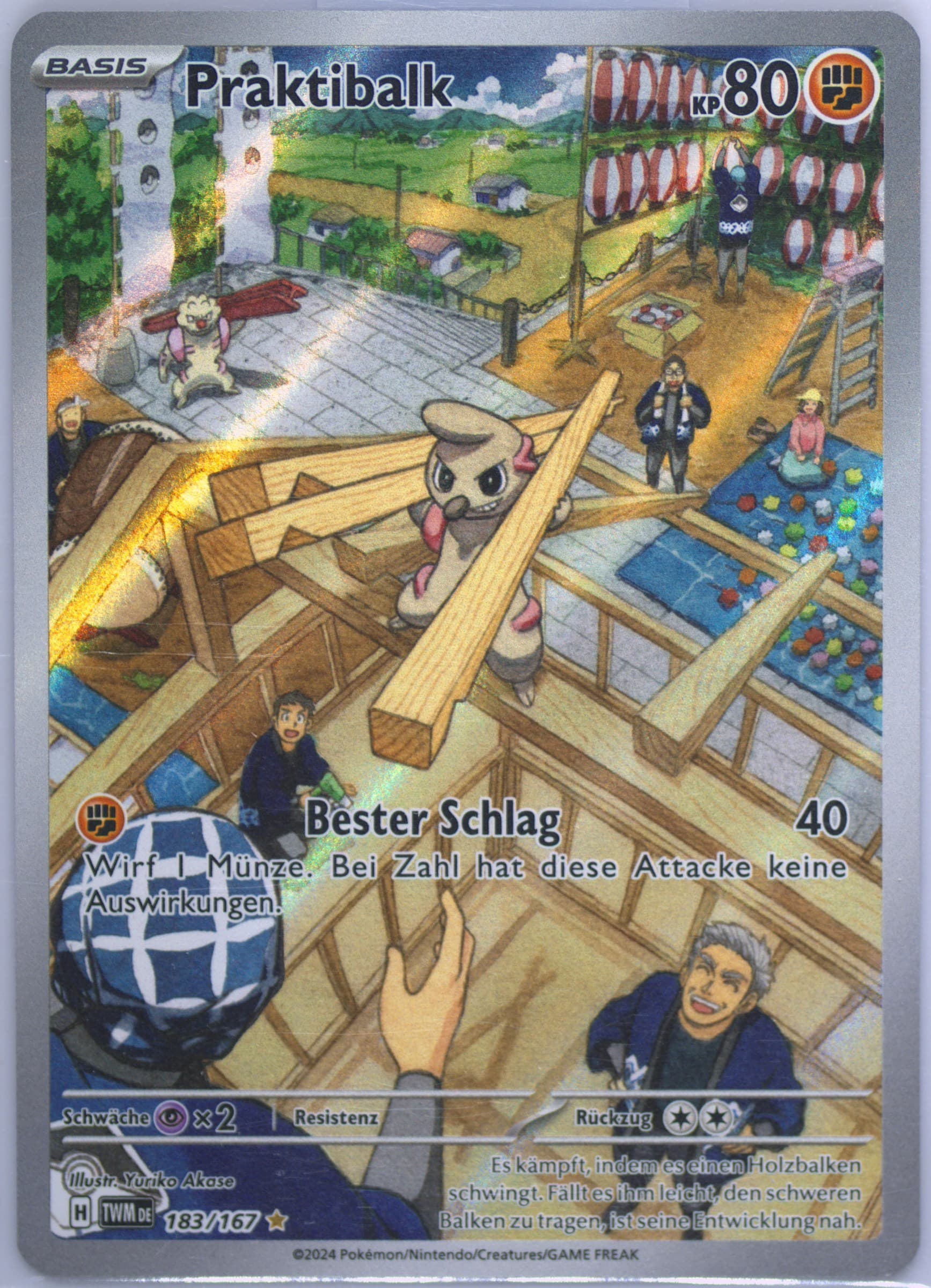 Timburr Illustration Rare (183) 2024 Pokemon German Twm de-Twilight Masquerade