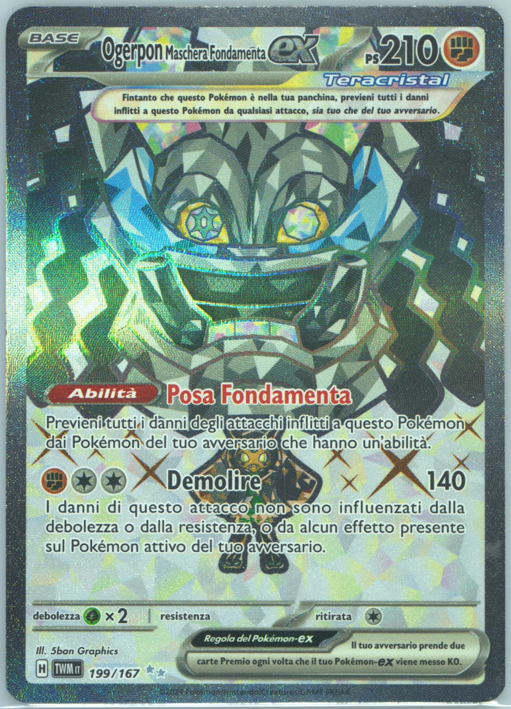 Cornerstone Mask Ogerpon EX Ultra Rare (199) 2024 Pokemon Italian Twm It-Twilight Masquerade