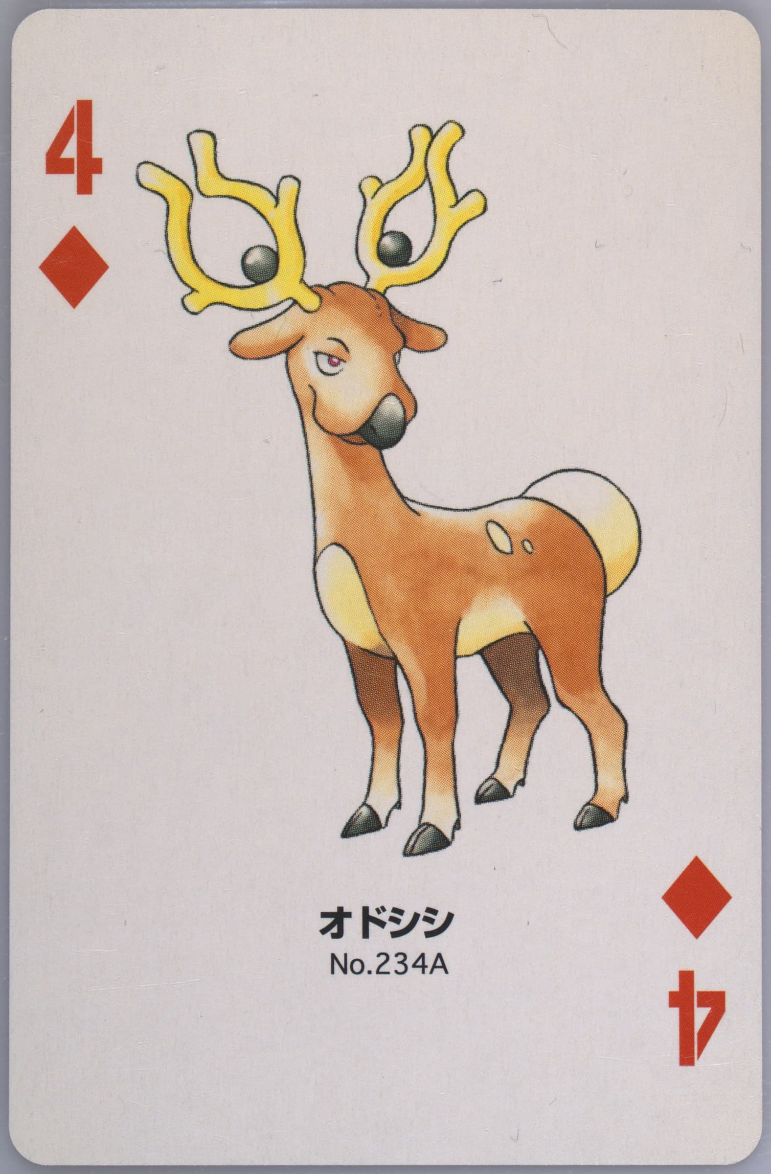 Stantler 4 of Diamonds (234A) 2000 Pokemon Silver Version Part 2 Playing Cards