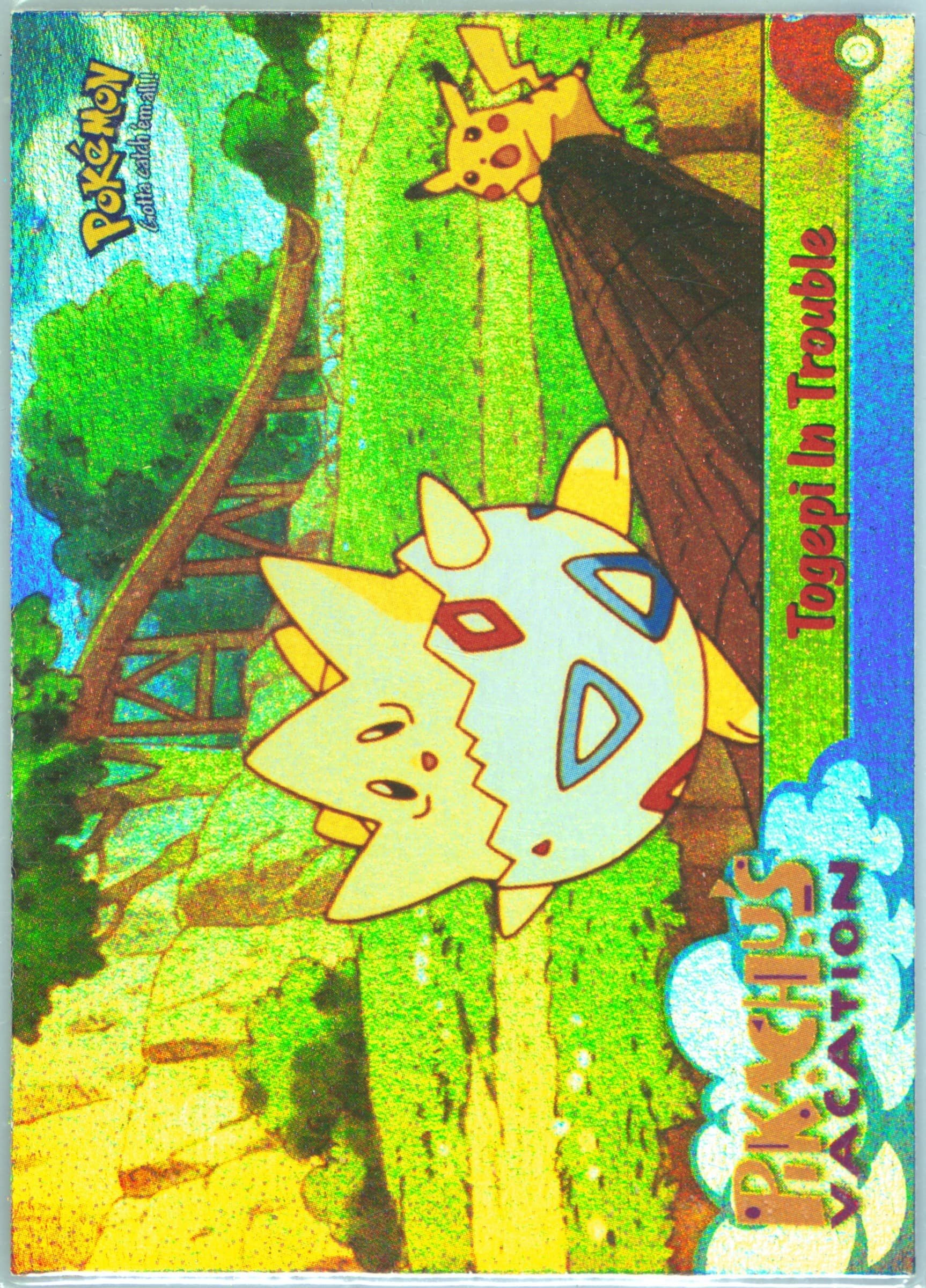 Movie Edition Togepi in Trouble-Corrected-Rainbow Foil (45) 1999 Topps Pokemon the Movie Edt