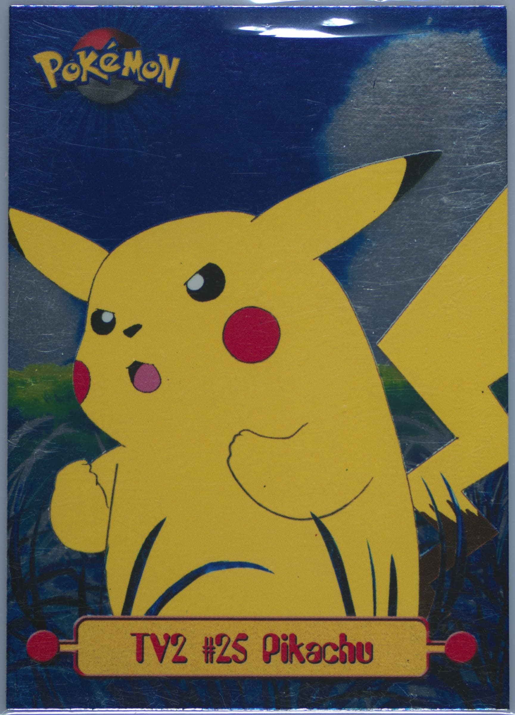 Pikachu Foil-Italian (TV2) 1999 Topps Pokemon Series 1 Character Cards