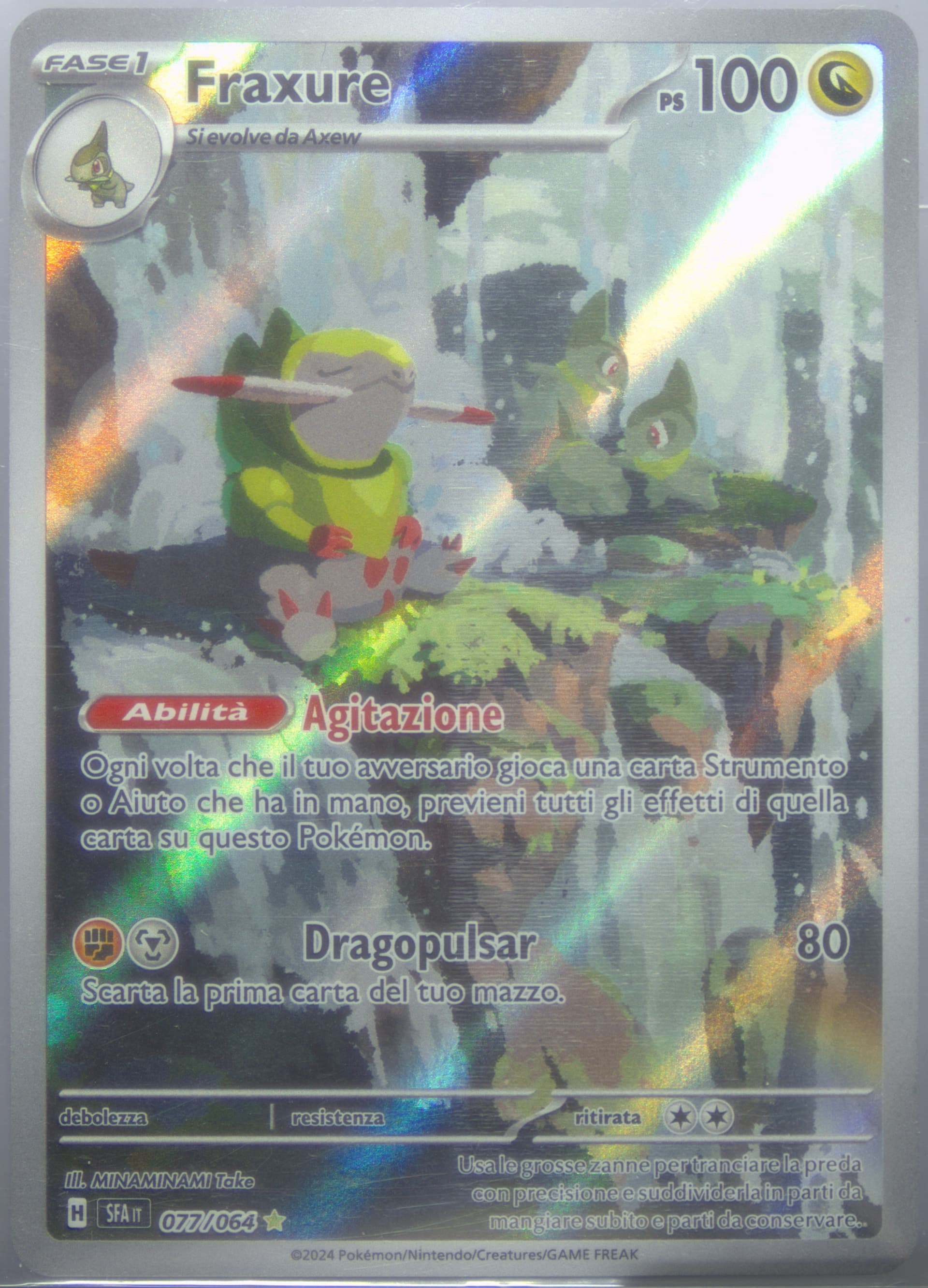 Fraxure Illustration Rare (077) 2024 Pokemon Italian Sfa It-Shrouded Fable