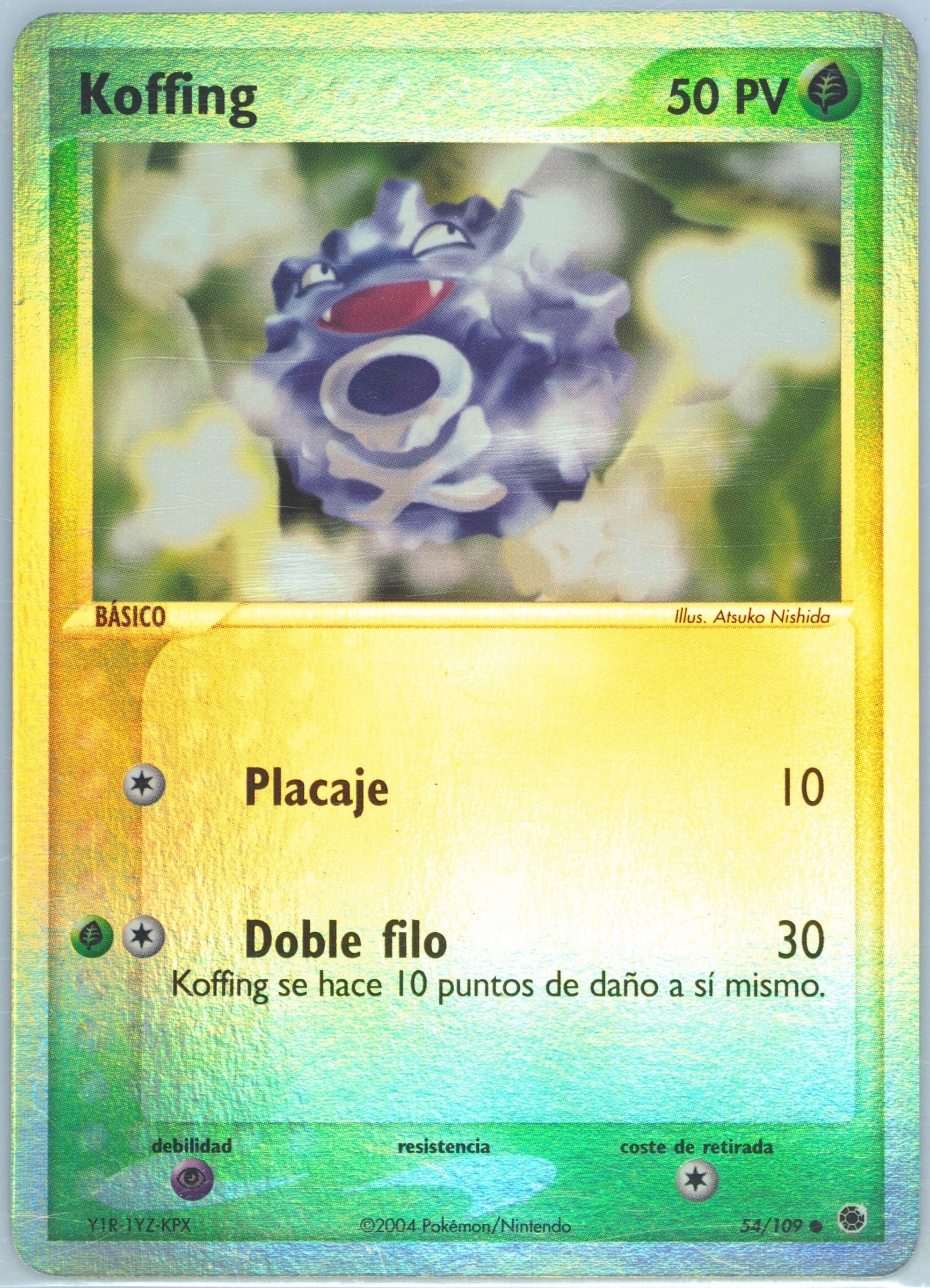 Koffing-Reverse Foil (54) 2004 Pokemon Spanish EX Ruby & Sapphire