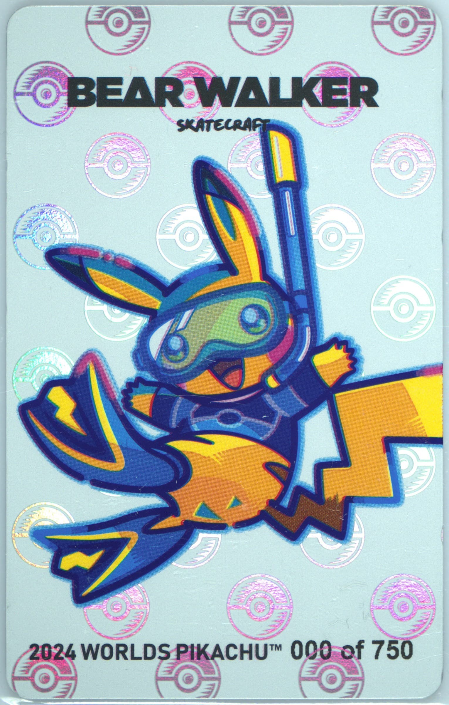 2024 Worlds Pikachu Sample 2024 Pokemon Center X Bear Walker World Championships Honolulu Exclusive Card