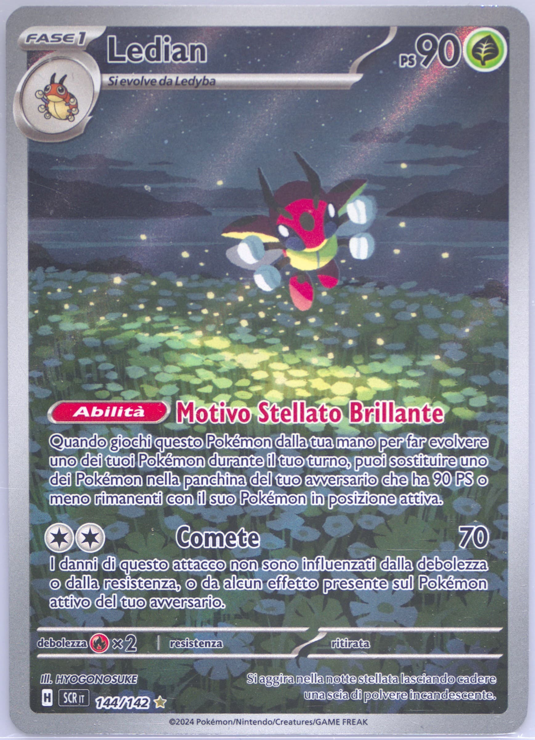 Ledian Illustration Rare (144) 2024 Pokemon Italian Scr It-Stellar Crown