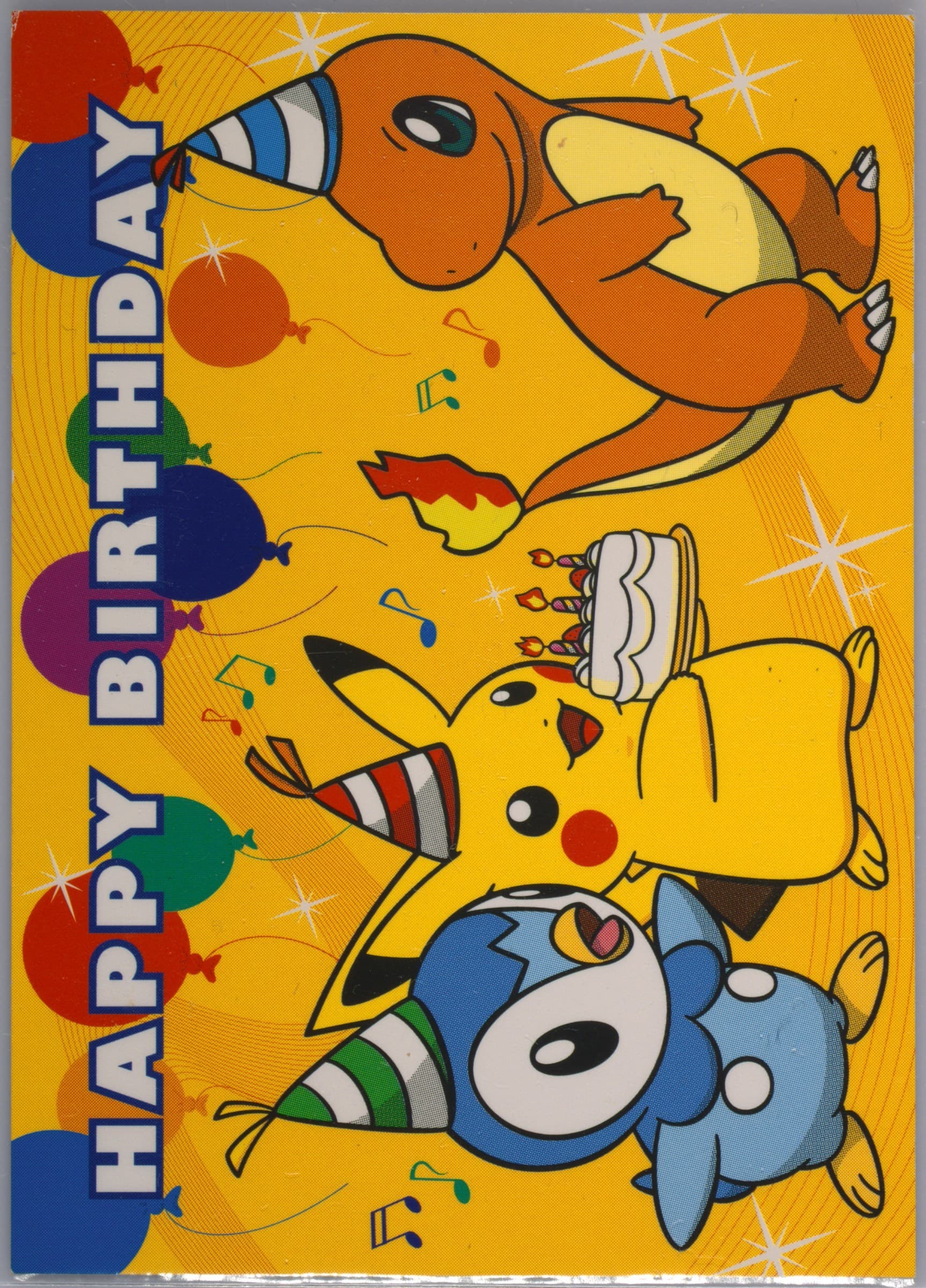 Charmander/Pikachu/Piplup 2008 Pokemon Center Tokyo Birthday Card