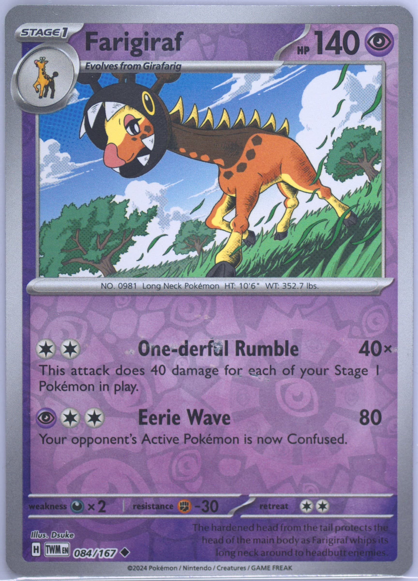 Farigiraf Reverse Holo (084) 2024 Pokemon Twm EN-Twilight Masquerade