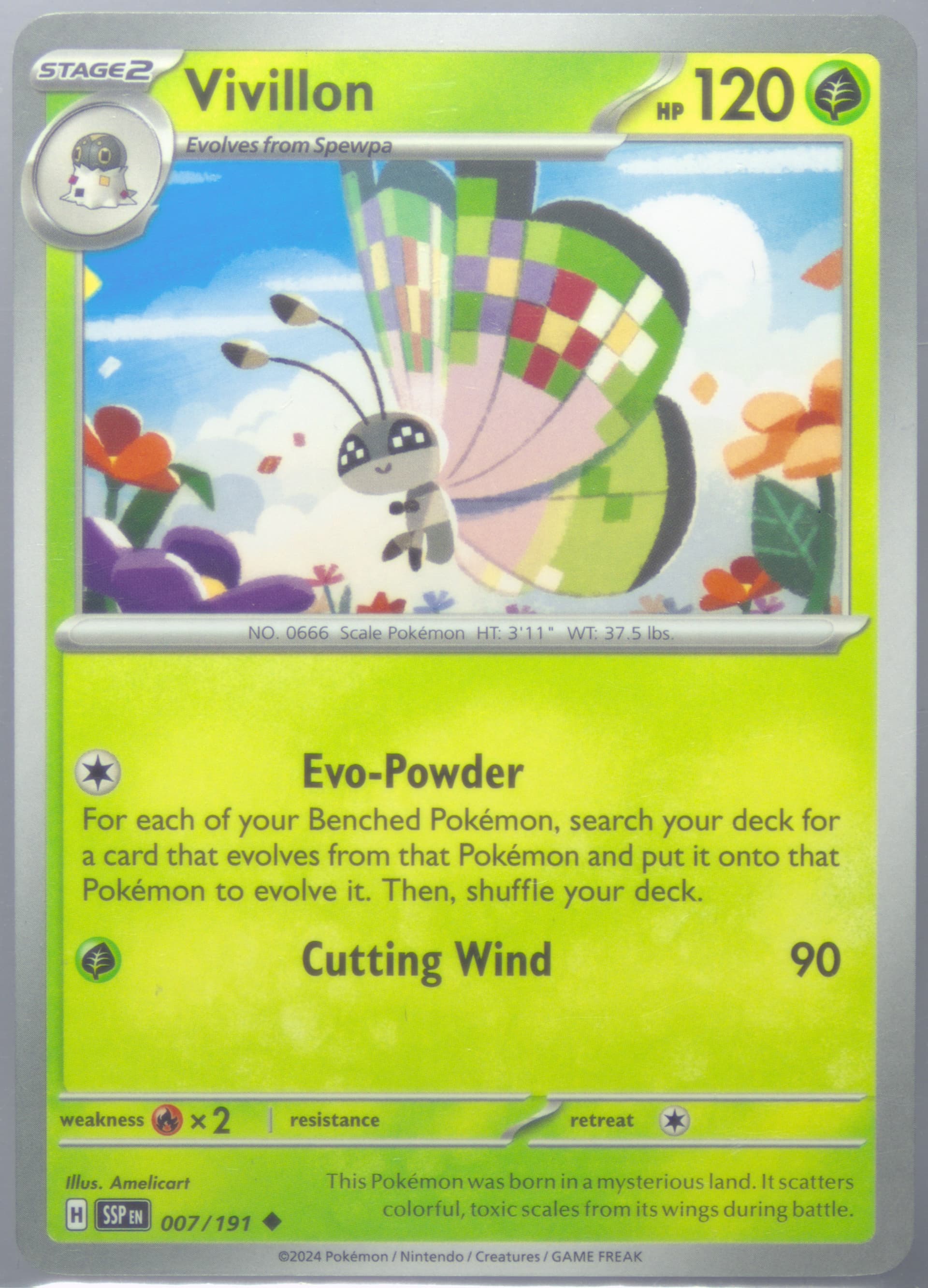 Vivillon (007) 2024 Pokemon Ssp EN-Surging Sparks