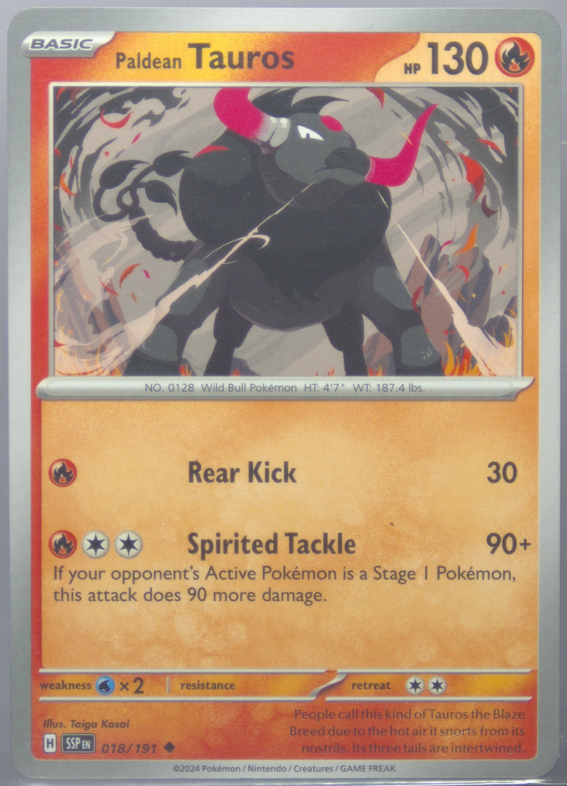 Paldean Tauros (018) 2024 Pokemon Ssp EN-Surging Sparks