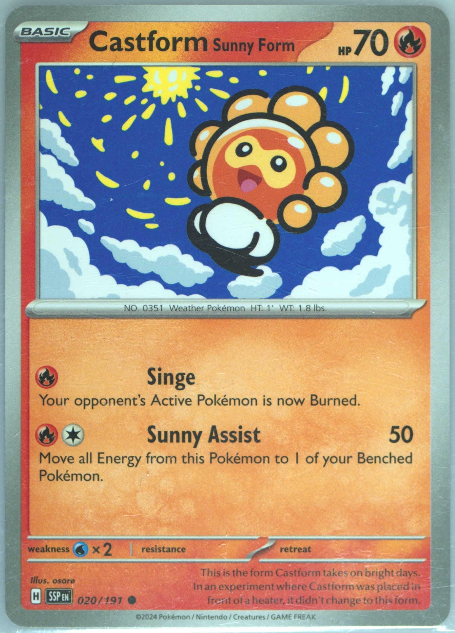 Castform Sunny Form (020) 2024 Pokemon Ssp EN-Surging Sparks