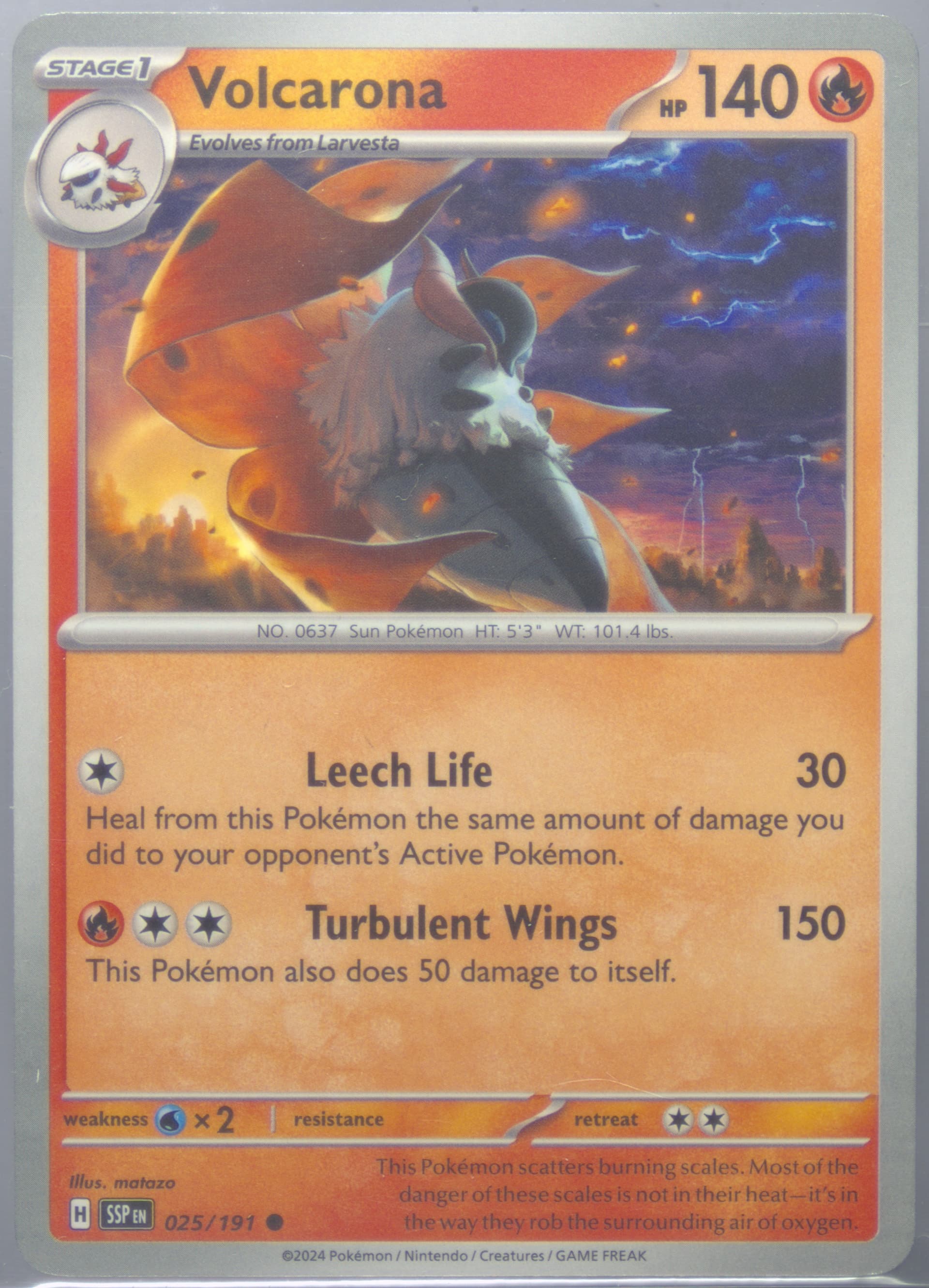 Volcarona (025) 2024 Pokemon Ssp EN-Surging Sparks