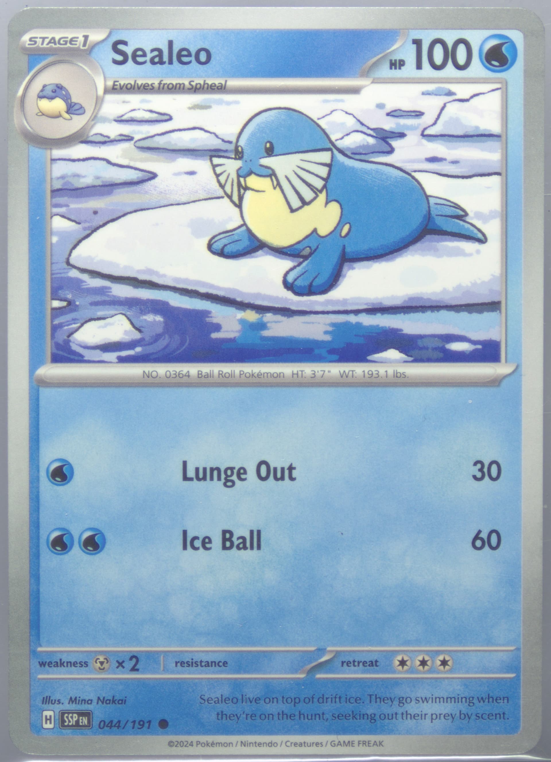 Sealeo (044) 2024 Pokemon Ssp EN-Surging Sparks