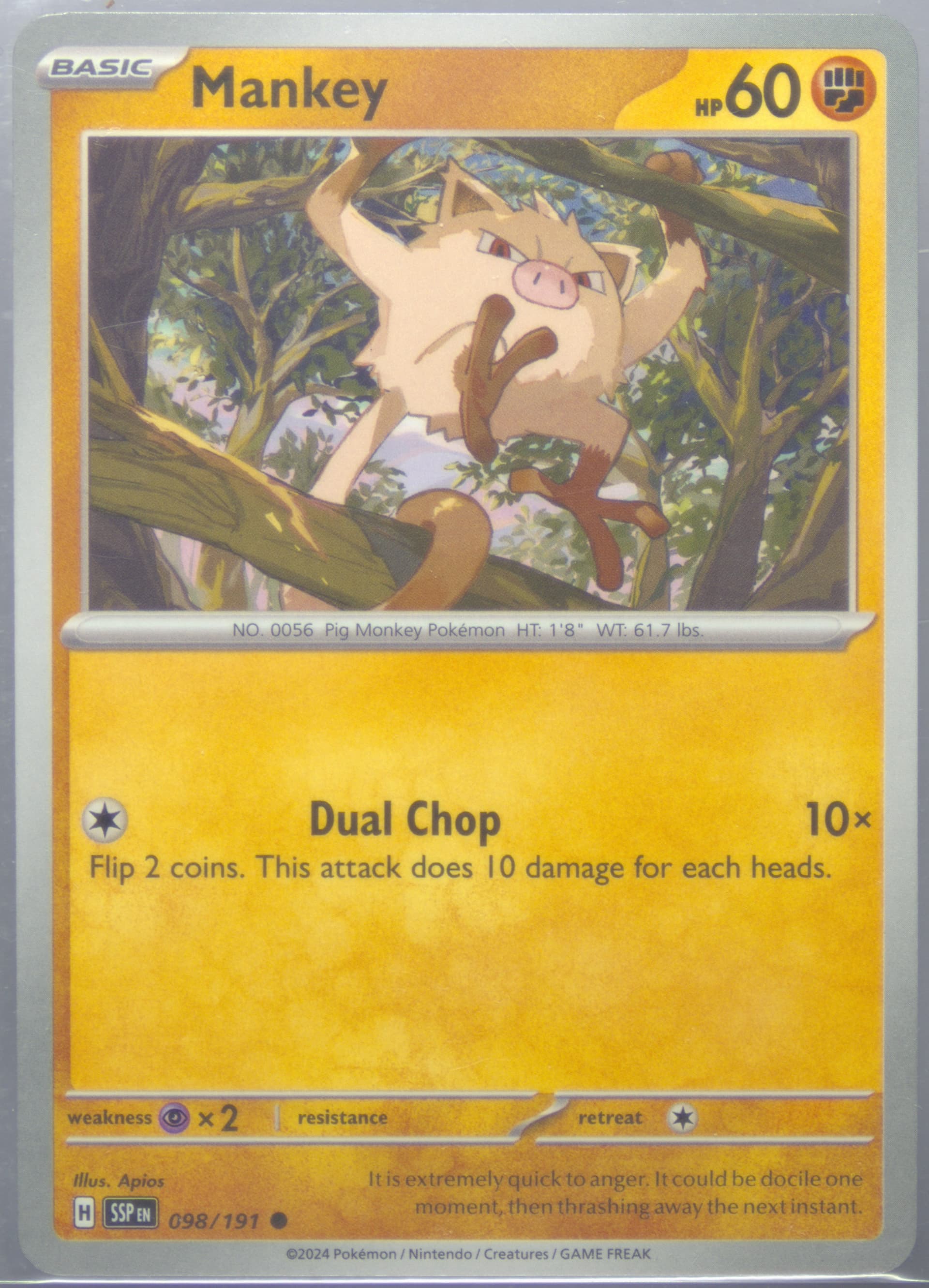 Mankey (098) 2024 Pokemon Ssp EN-Surging Sparks