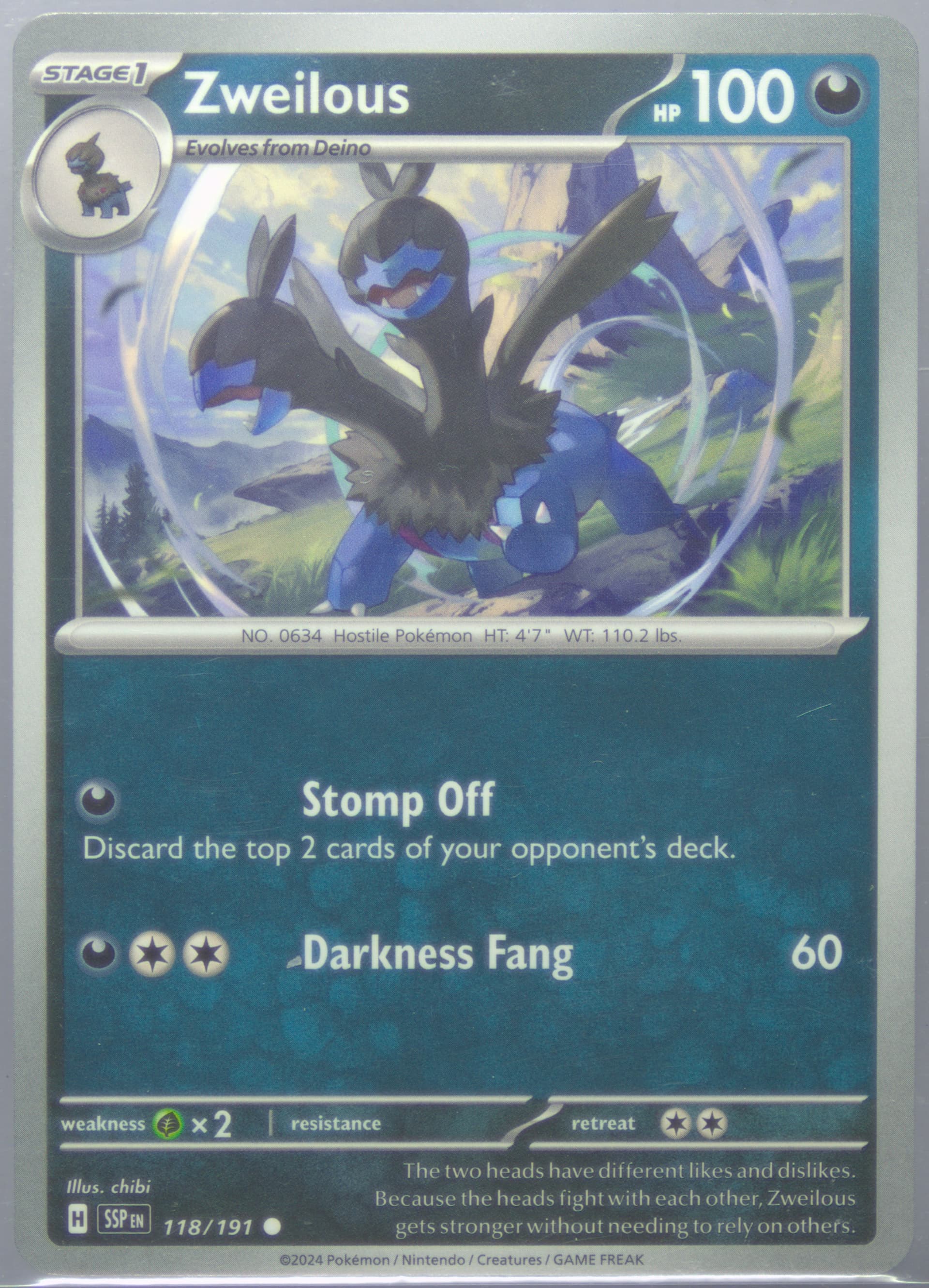 Zweilous (118) 2024 Pokemon Ssp EN-Surging Sparks