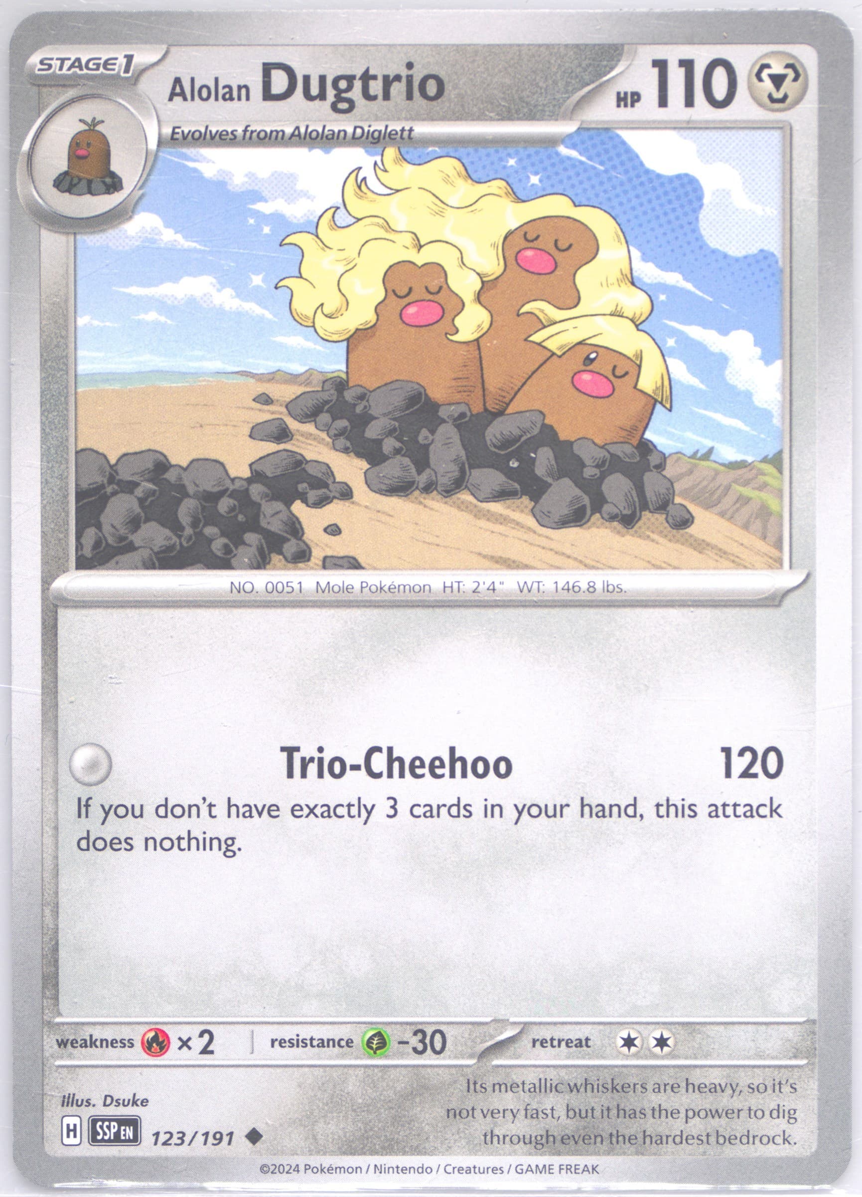 Alolan Dugtrio (123) 2024 Pokemon Ssp EN-Surging Sparks