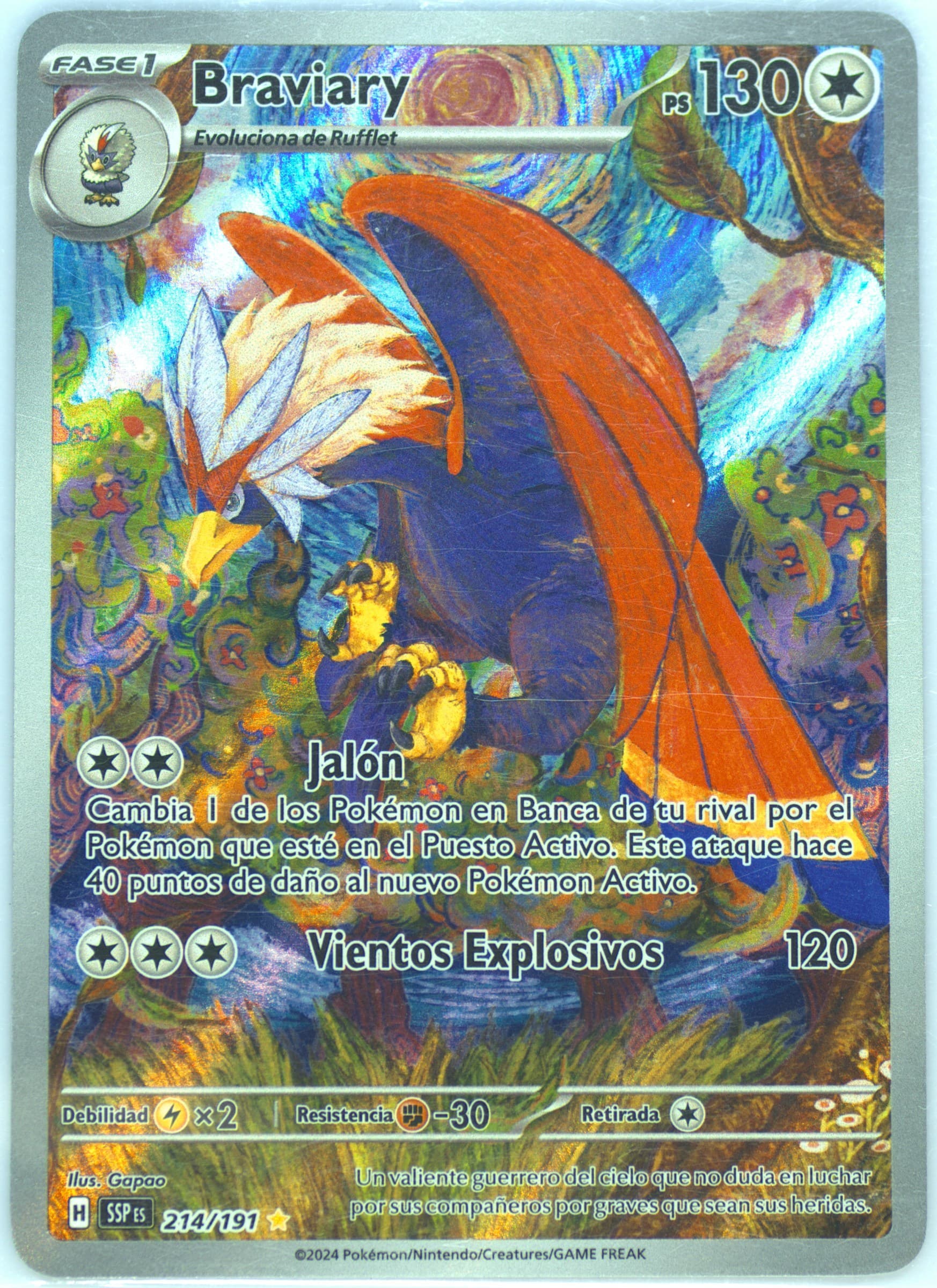 Braviary Illustration Rare (214) 2024 Pokemon Spanish Ssp ES-Surging Sparks