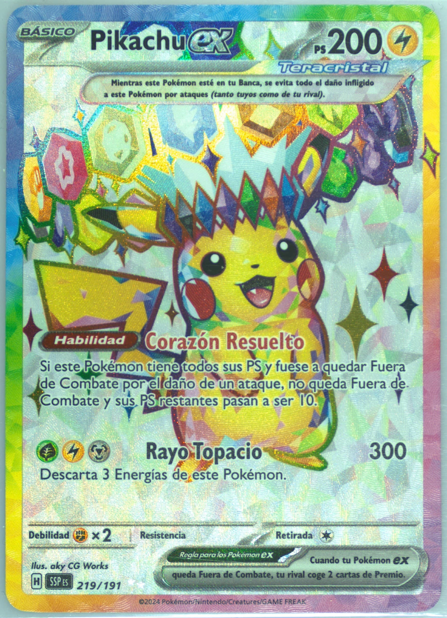 Pikachu EX Ultra Rare (219) 2024 Pokemon Spanish Ssp ES-Surging Sparks