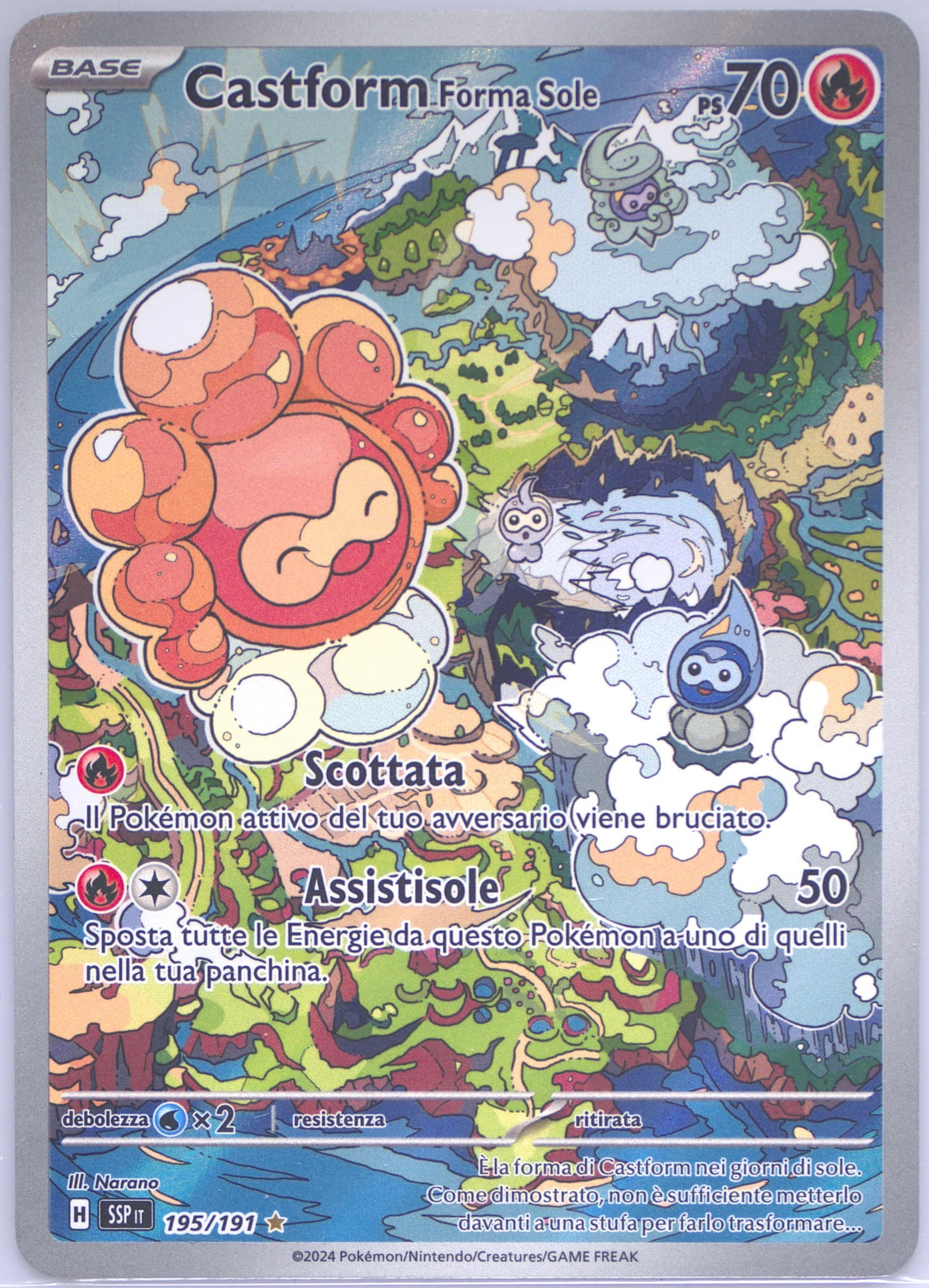 Castform Sunny Form Illustration Rare (195) 2024 Pokemon Italian Ssp It-Surging Sparks